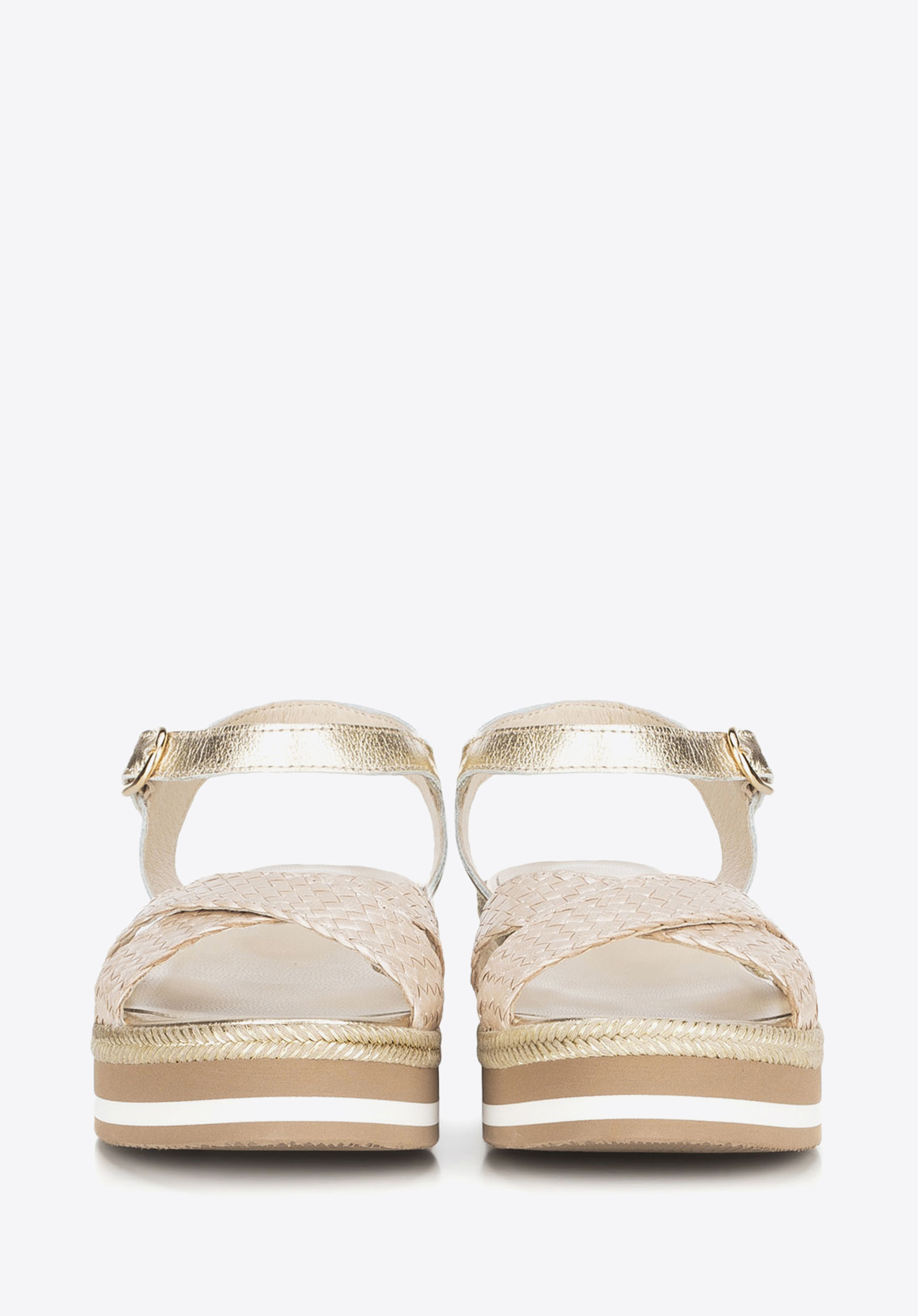 Damskie sandały skórzane na piankowej podeszwie