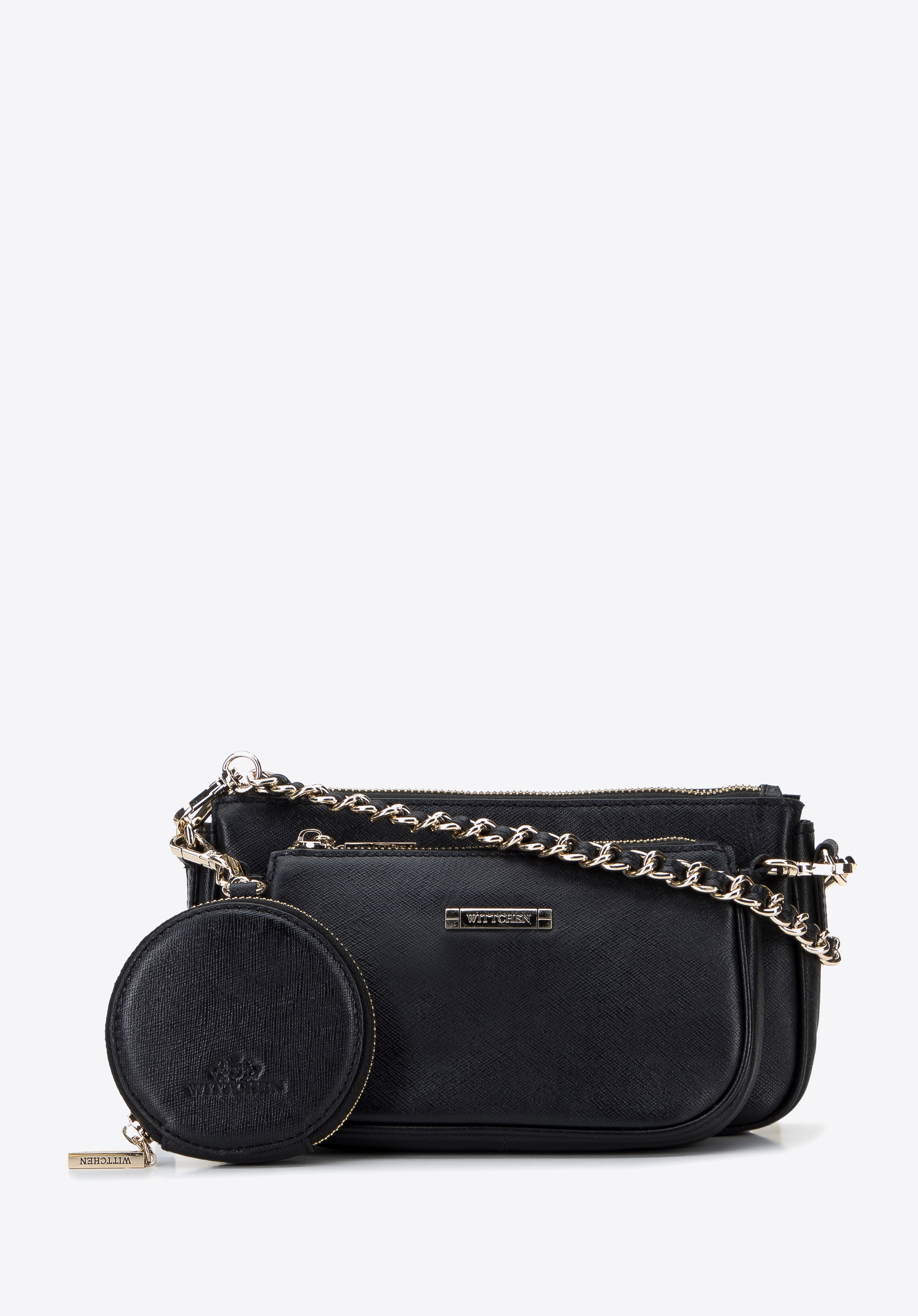 Damska torebka skórzana podwójna z etui na łańcuszku