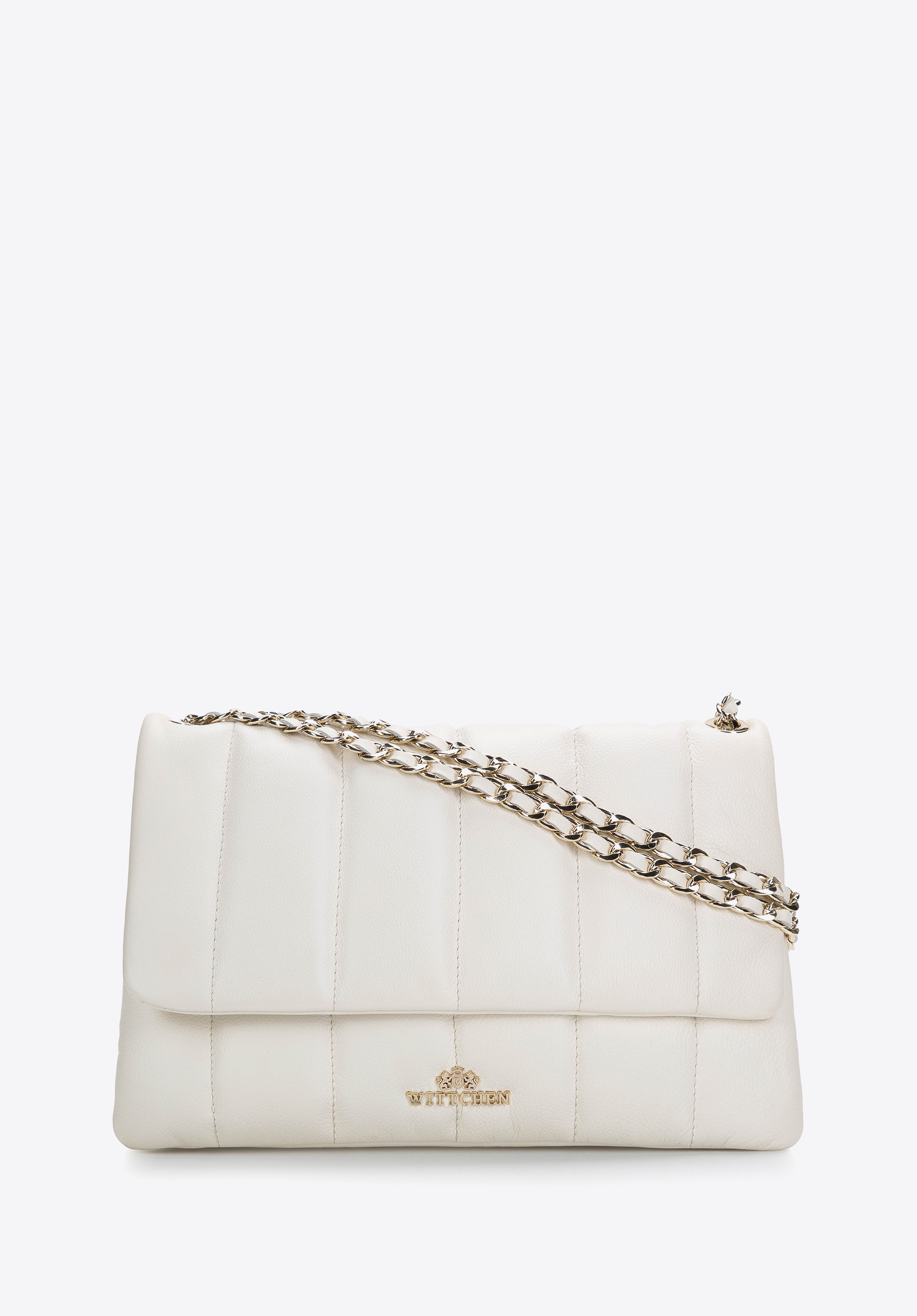 Damska torebka skórzana z szerokimi pikowaniami