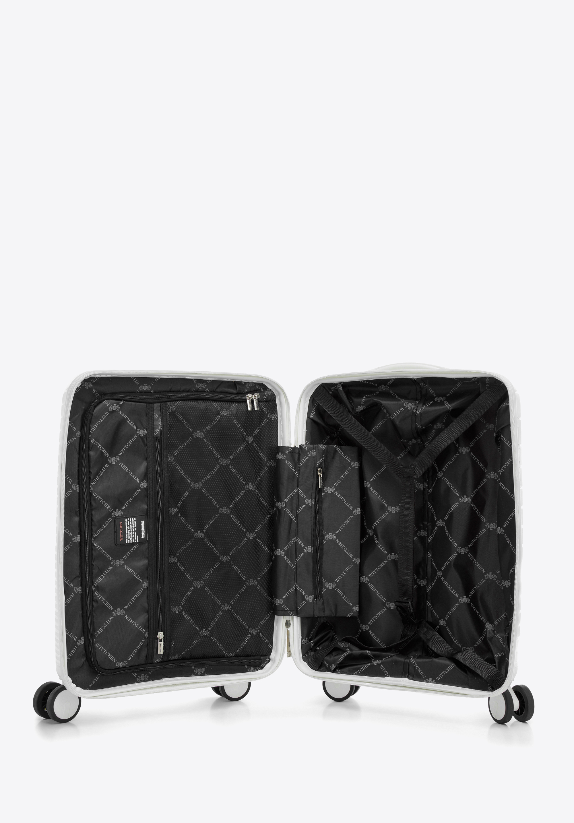 Walizka kabinowa z polipropylenu z błyszczącymi paskami