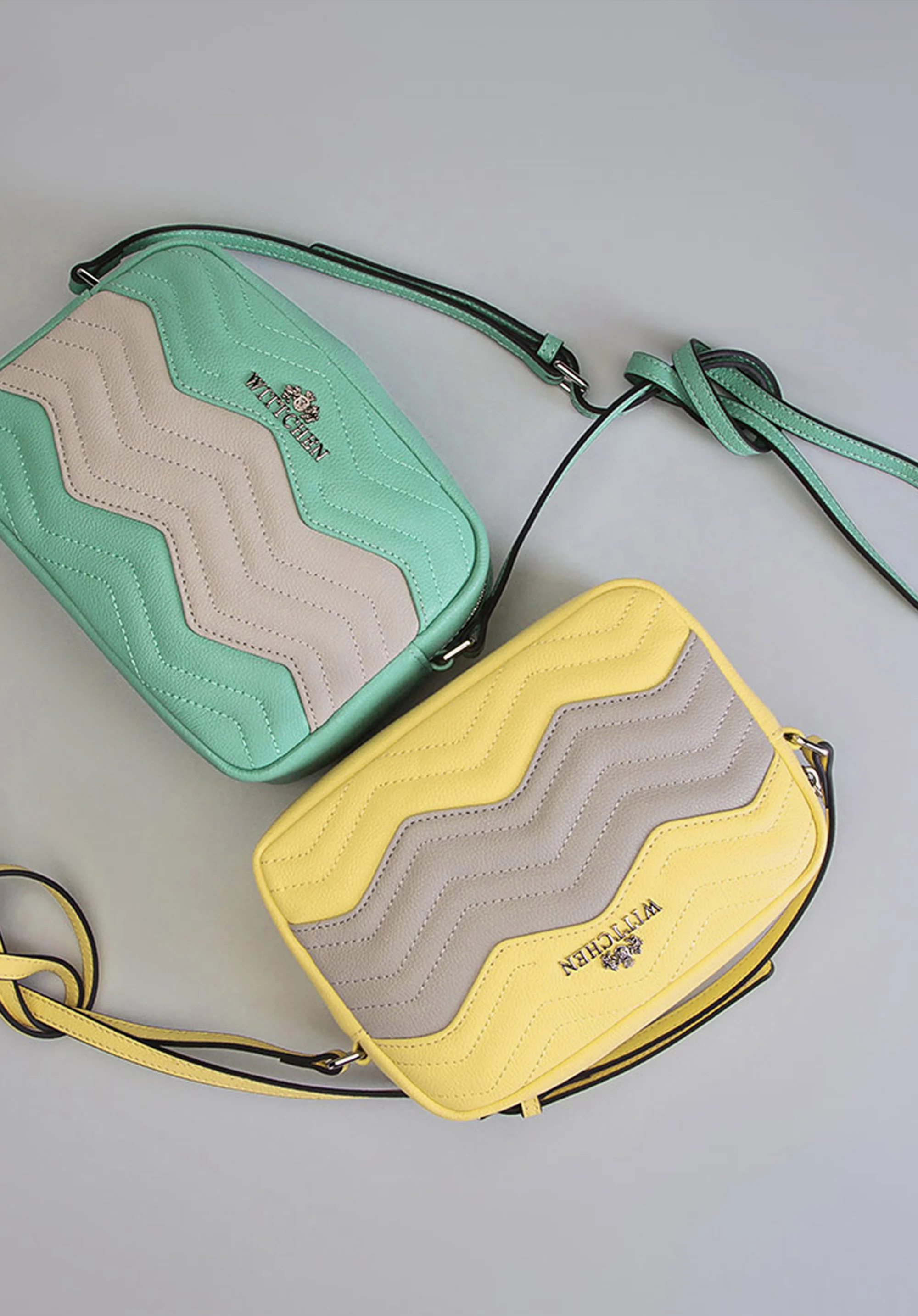 Damska listonoszka skórzana w zygzaki