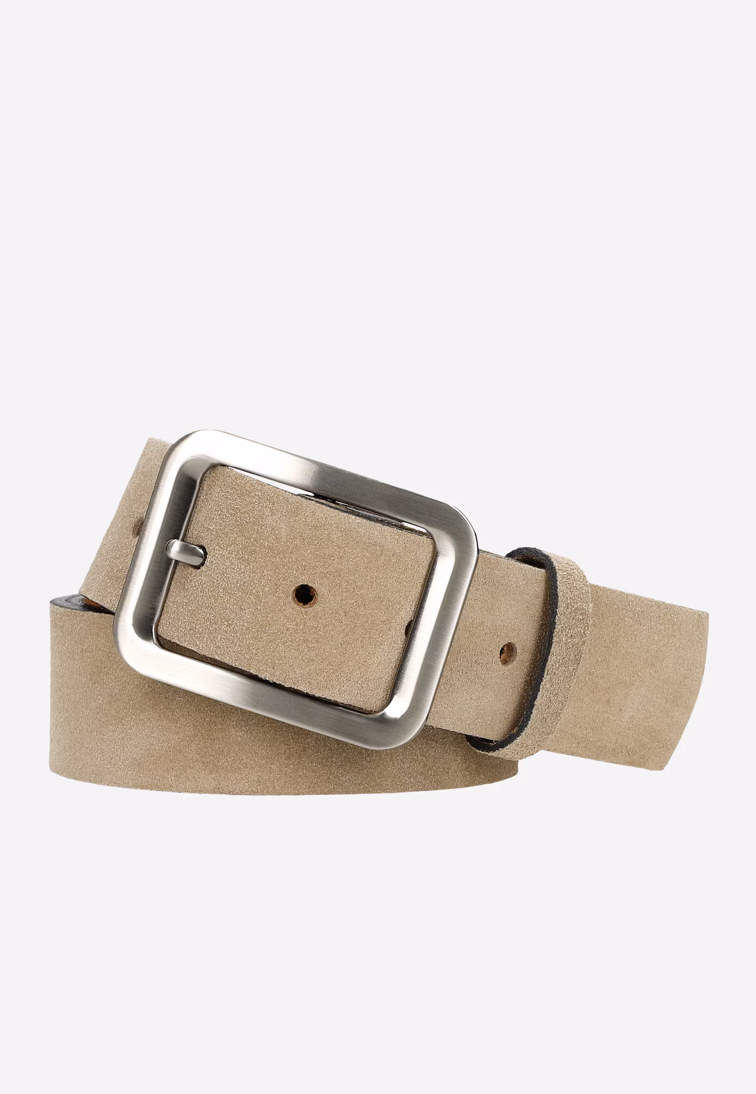 Beżowy pasek damski z dwoiny welurowej