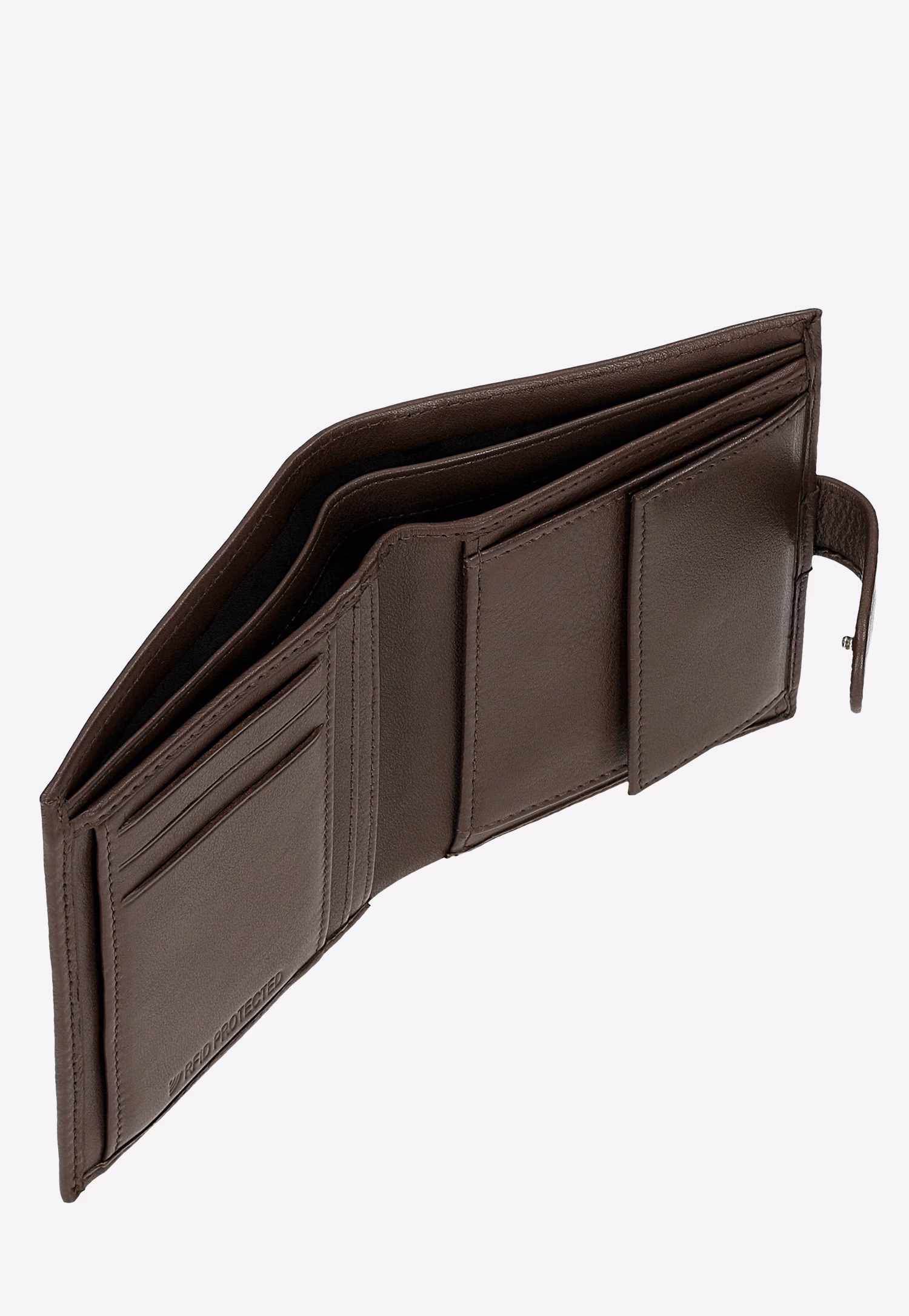 Duży skórzany portfel męski w kolorze czekoladowego brązu