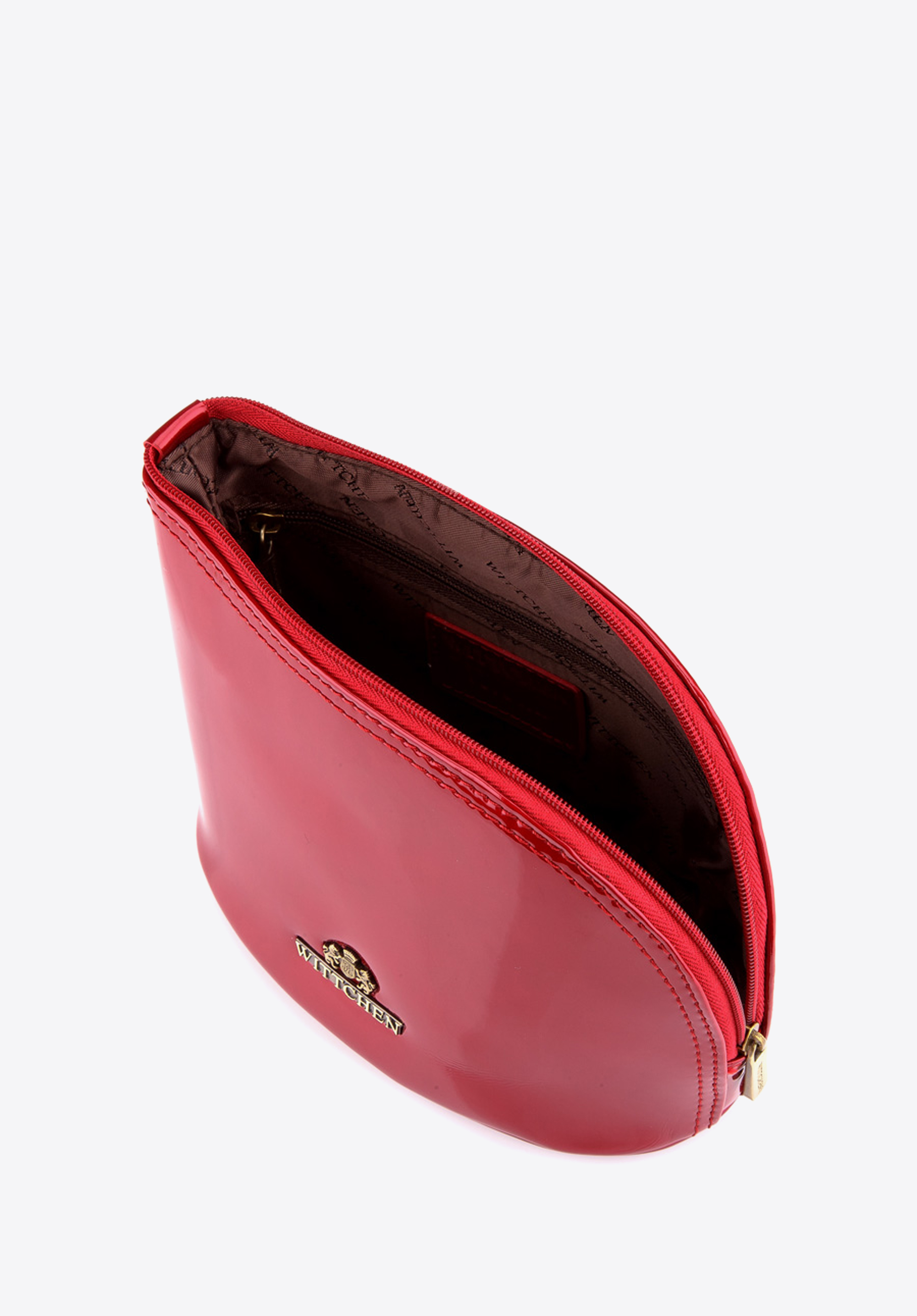 Kosmetyczka skórzana lakierowana wygięta