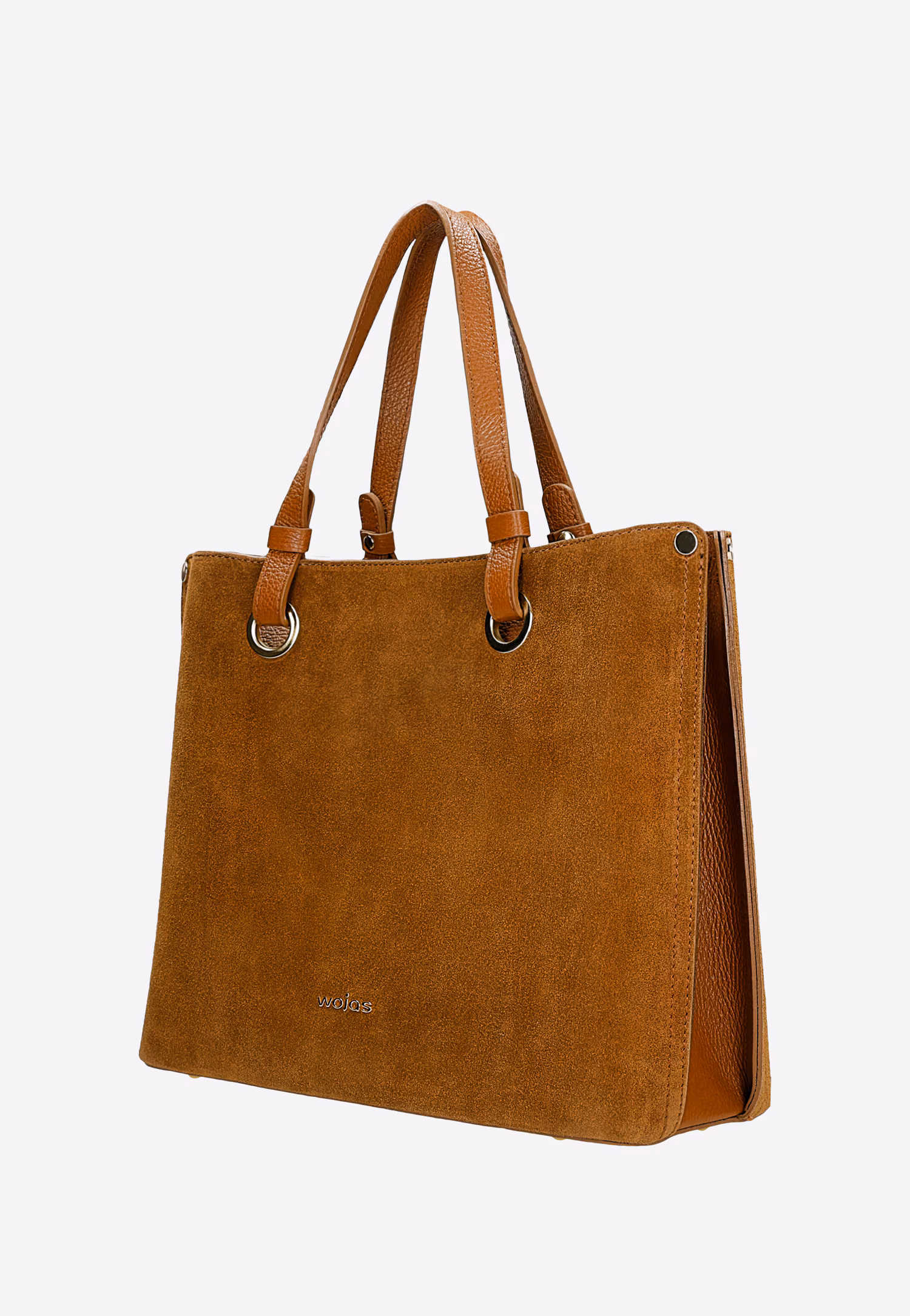 Duża jasnobrązowa torebka damska z dwoiny