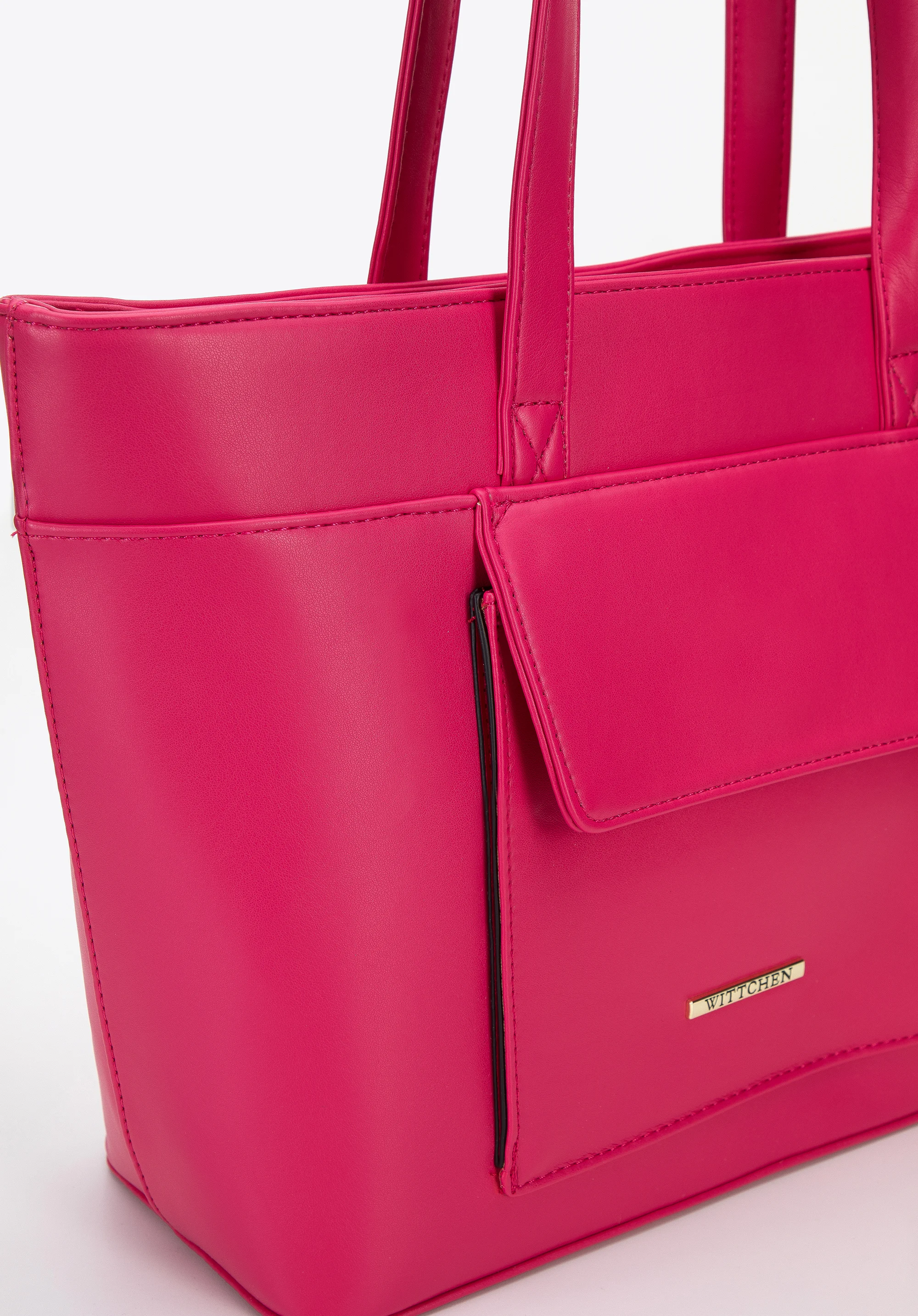 Torebka shopperka z ekoskóry z kieszenią z przodu