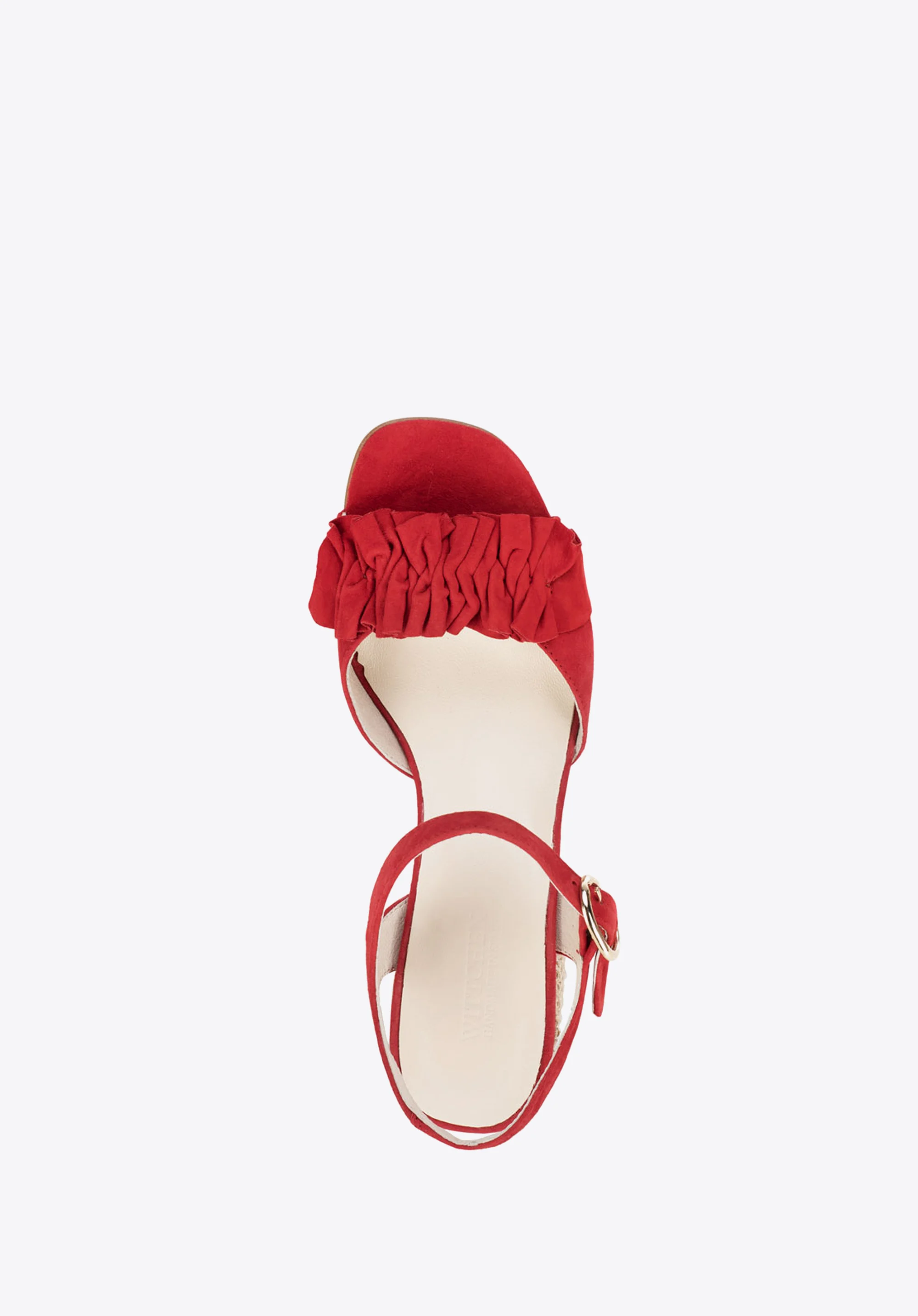 Damskie sandały zamszowe z marszczeniem