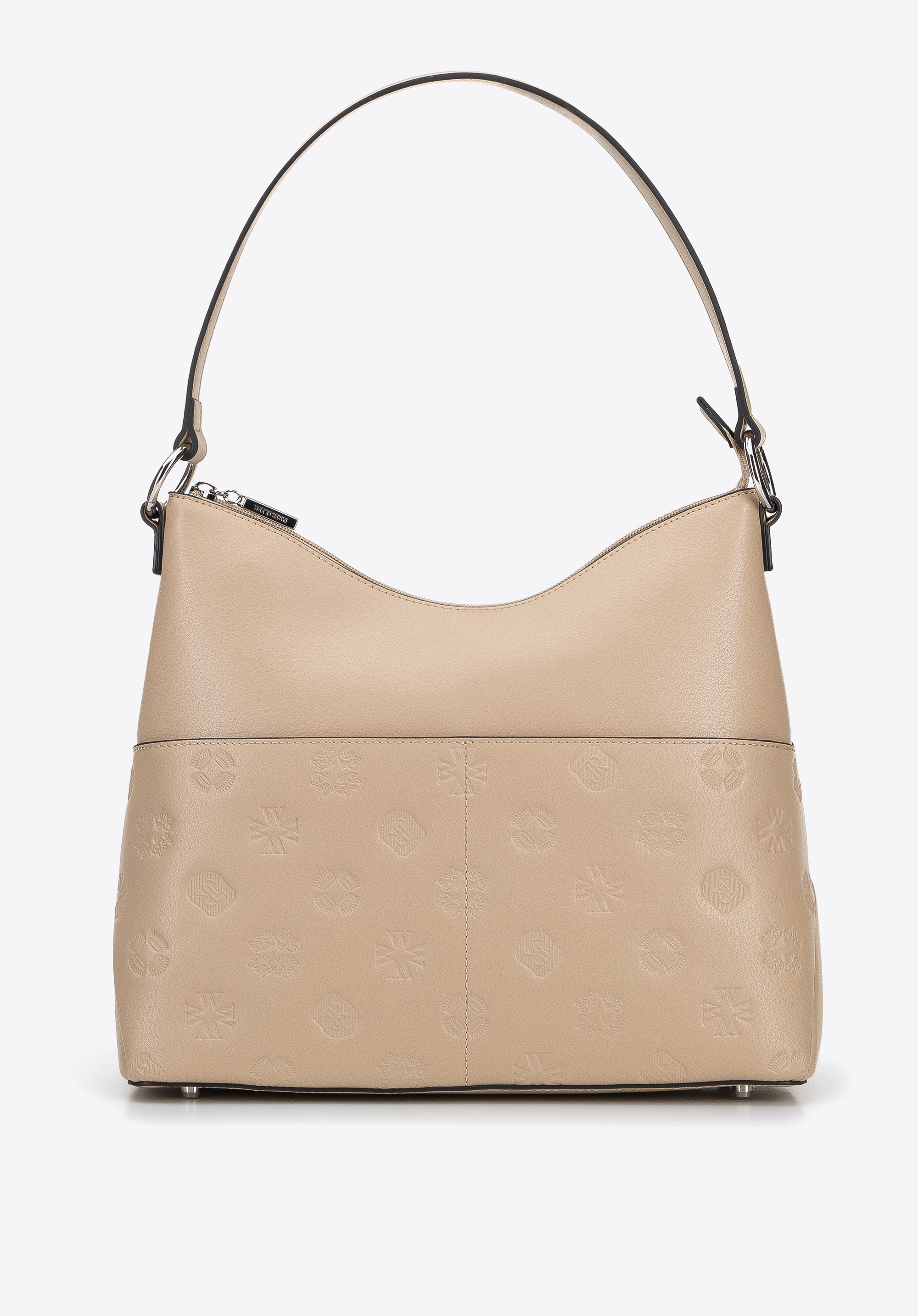 Torebka worek skórzana tłoczona w monogram