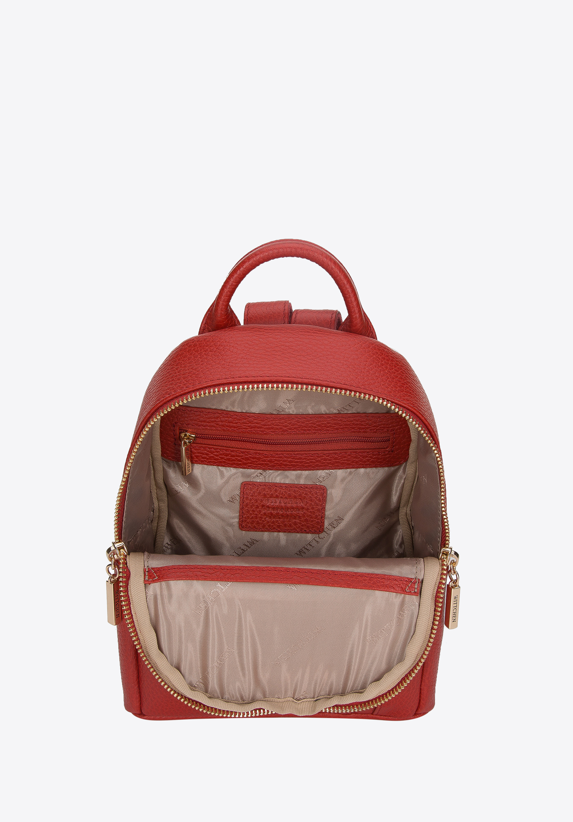 Damski miniplecak skórzany z pionowym suwakiem