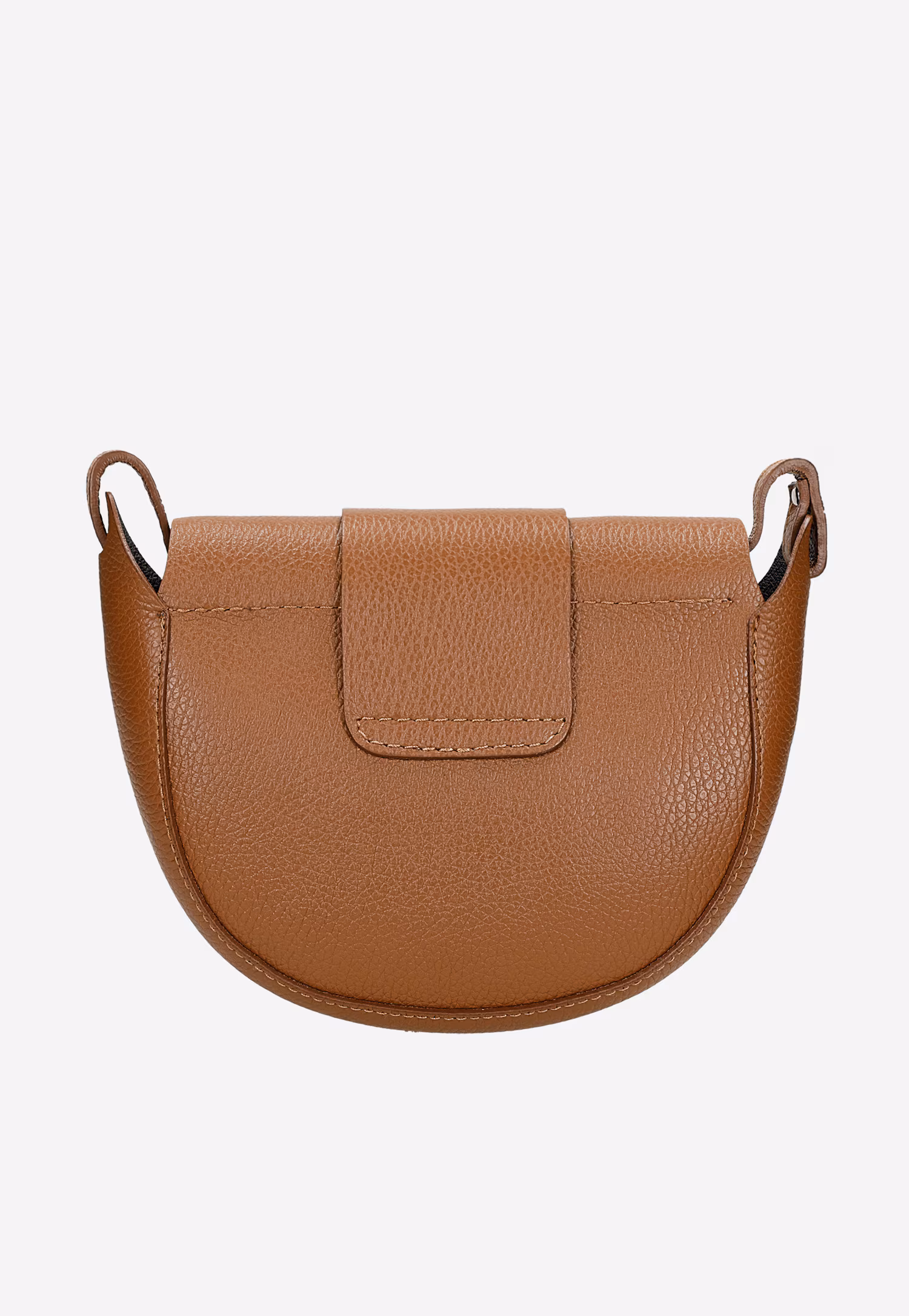 Jasnobrązowa skórzana torebka damska typu saddle bag