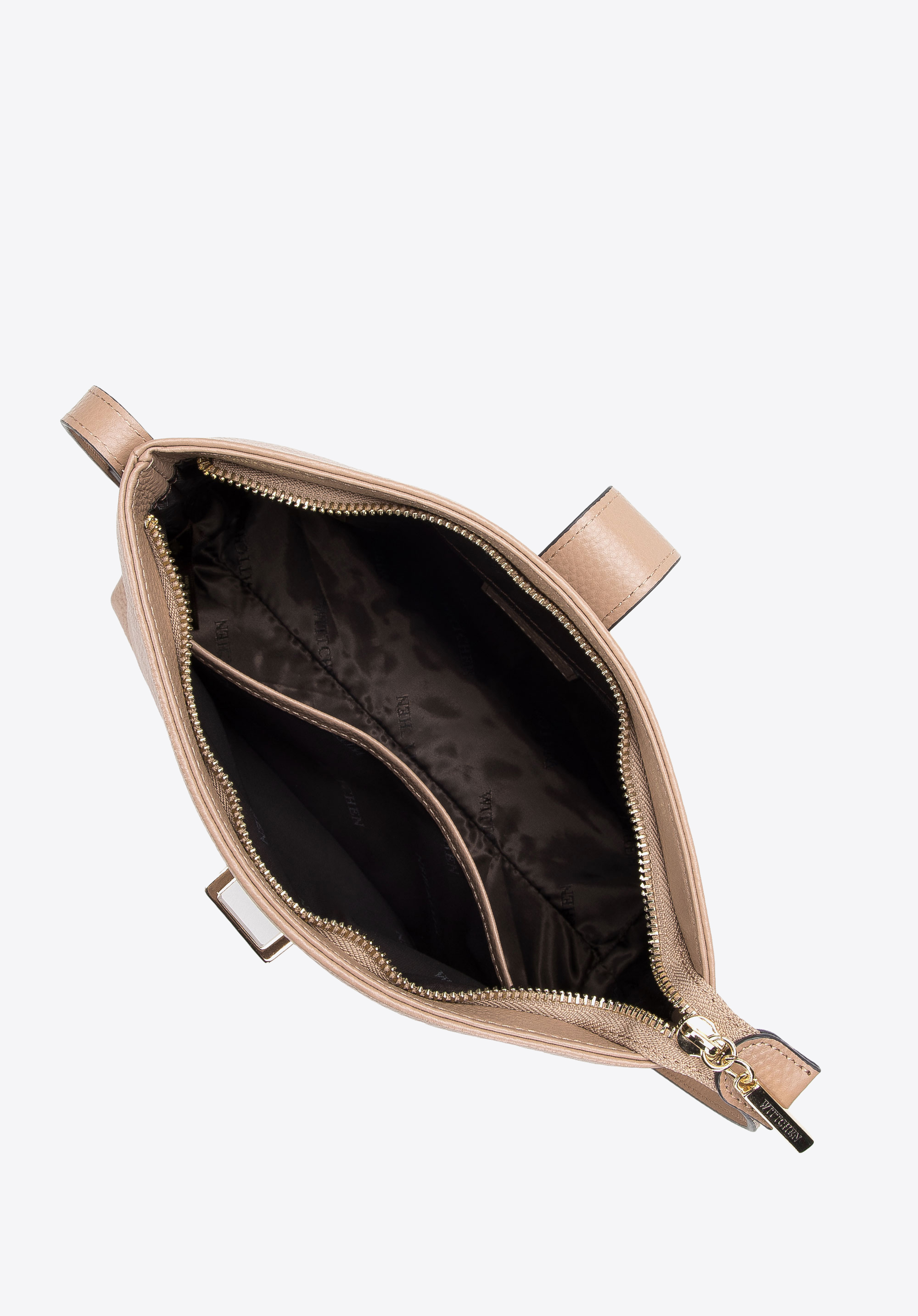 Damska listonoszka ze skóry z kontrastowym zapięciem