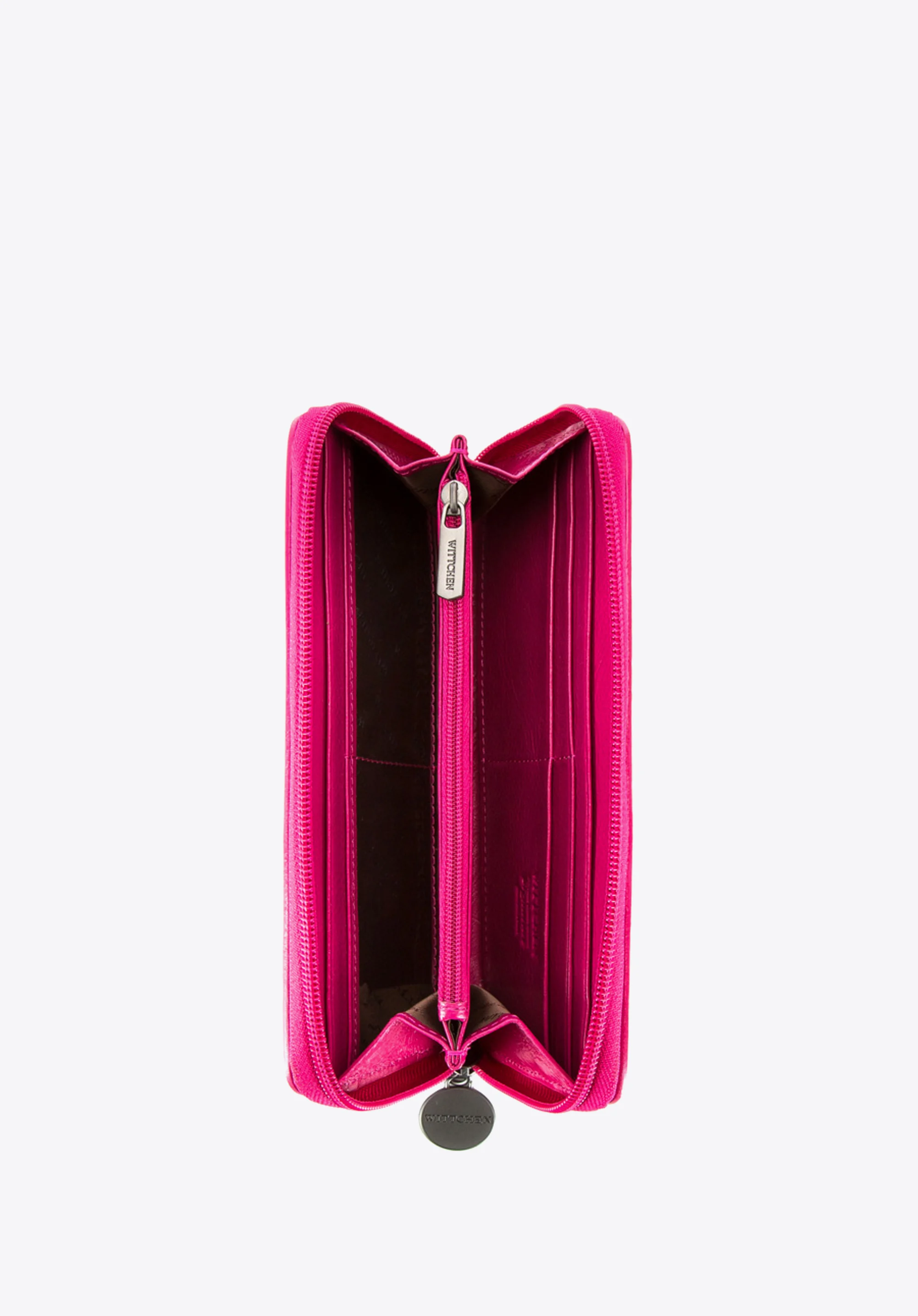 Damski portfel skórzany lakierowany tłoczony