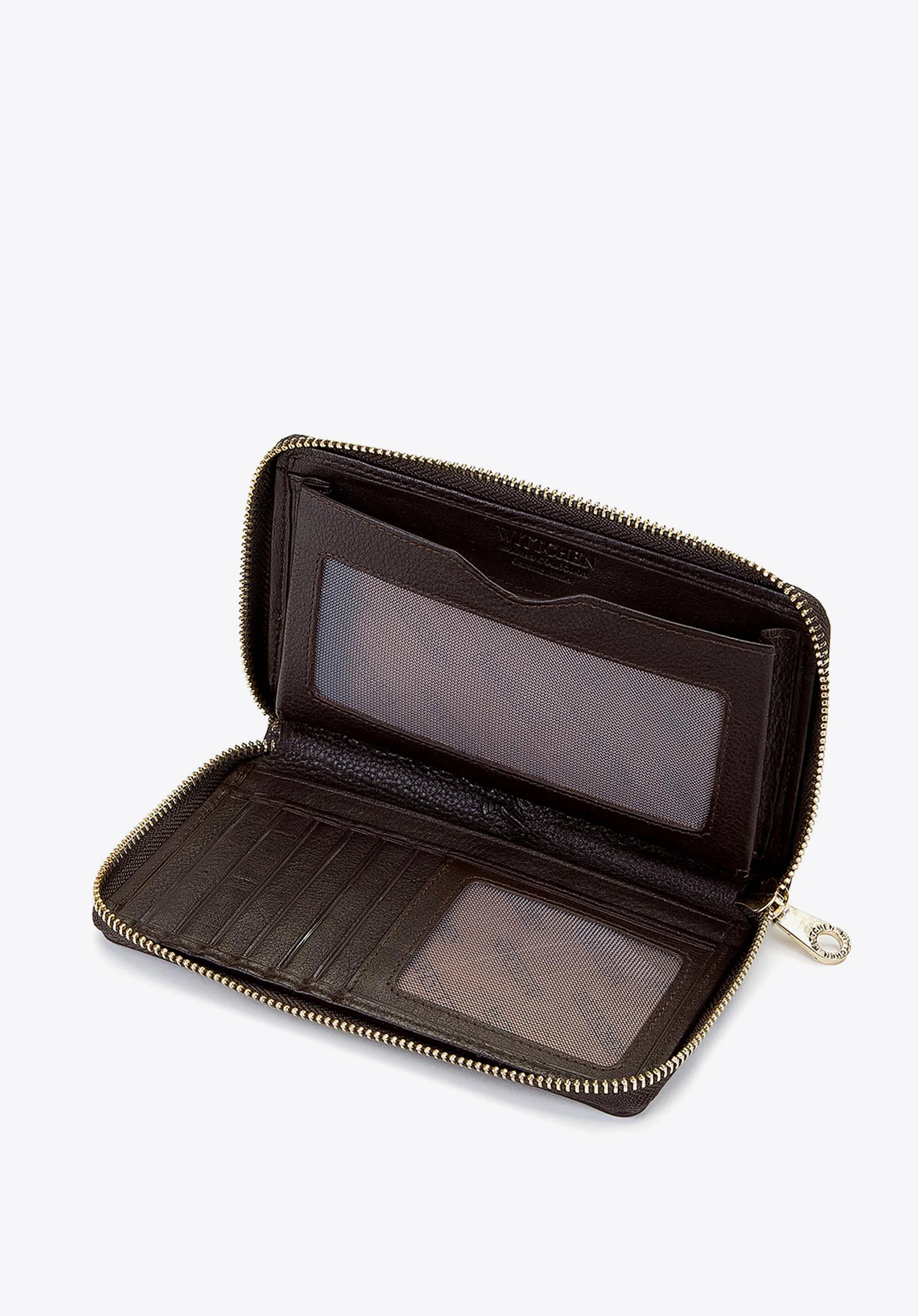 Damski portfel ze skóry z włosiem