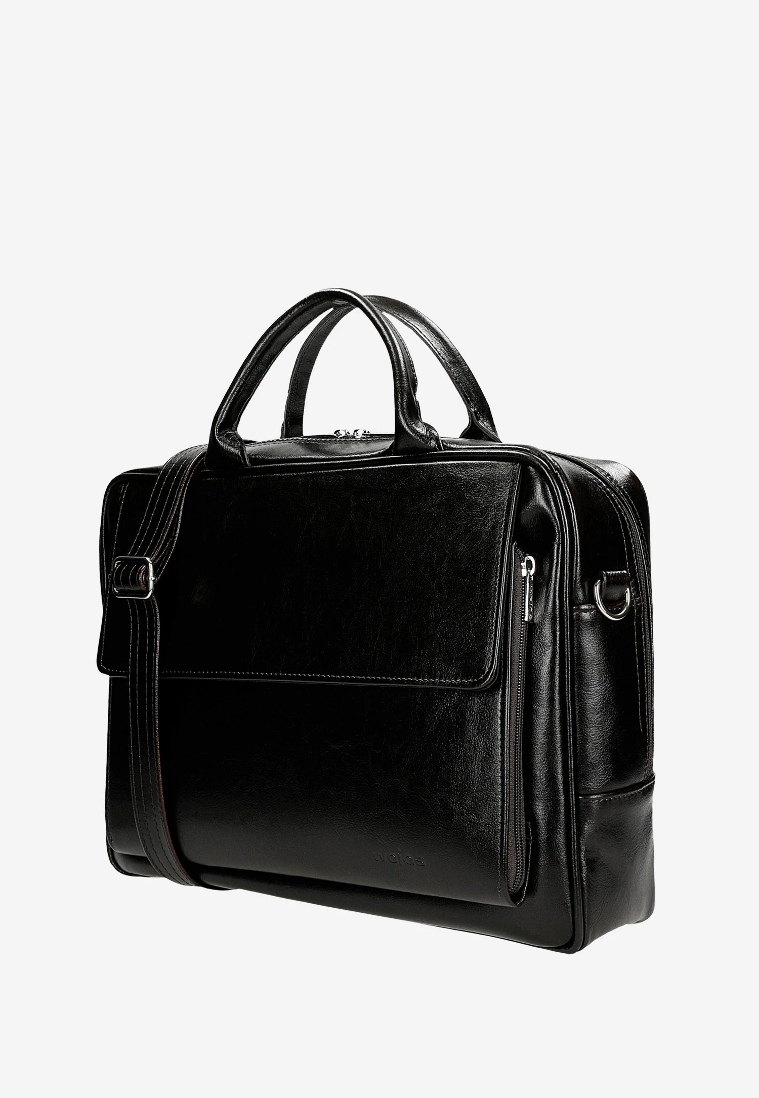 Duża ciemnobrązowa torba męska z dwoiny foliowanej