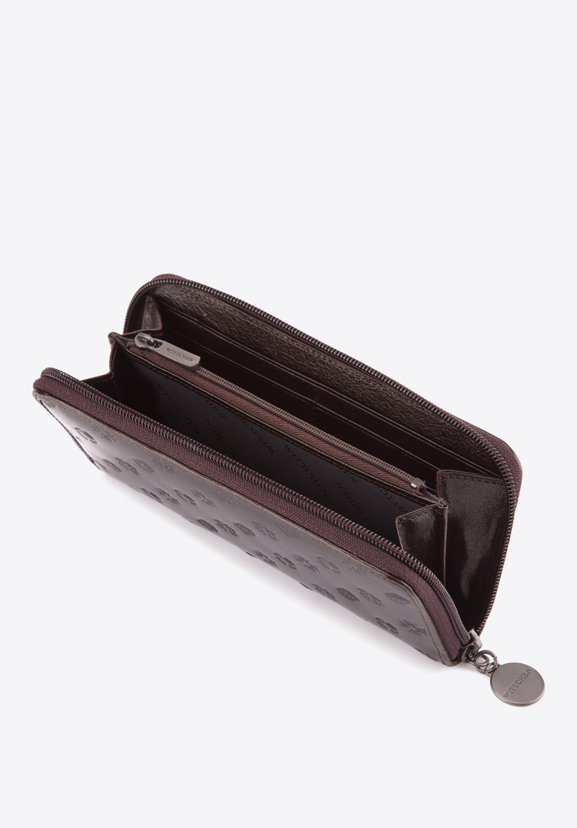 Damski portfel skórzany lakierowany tłoczony