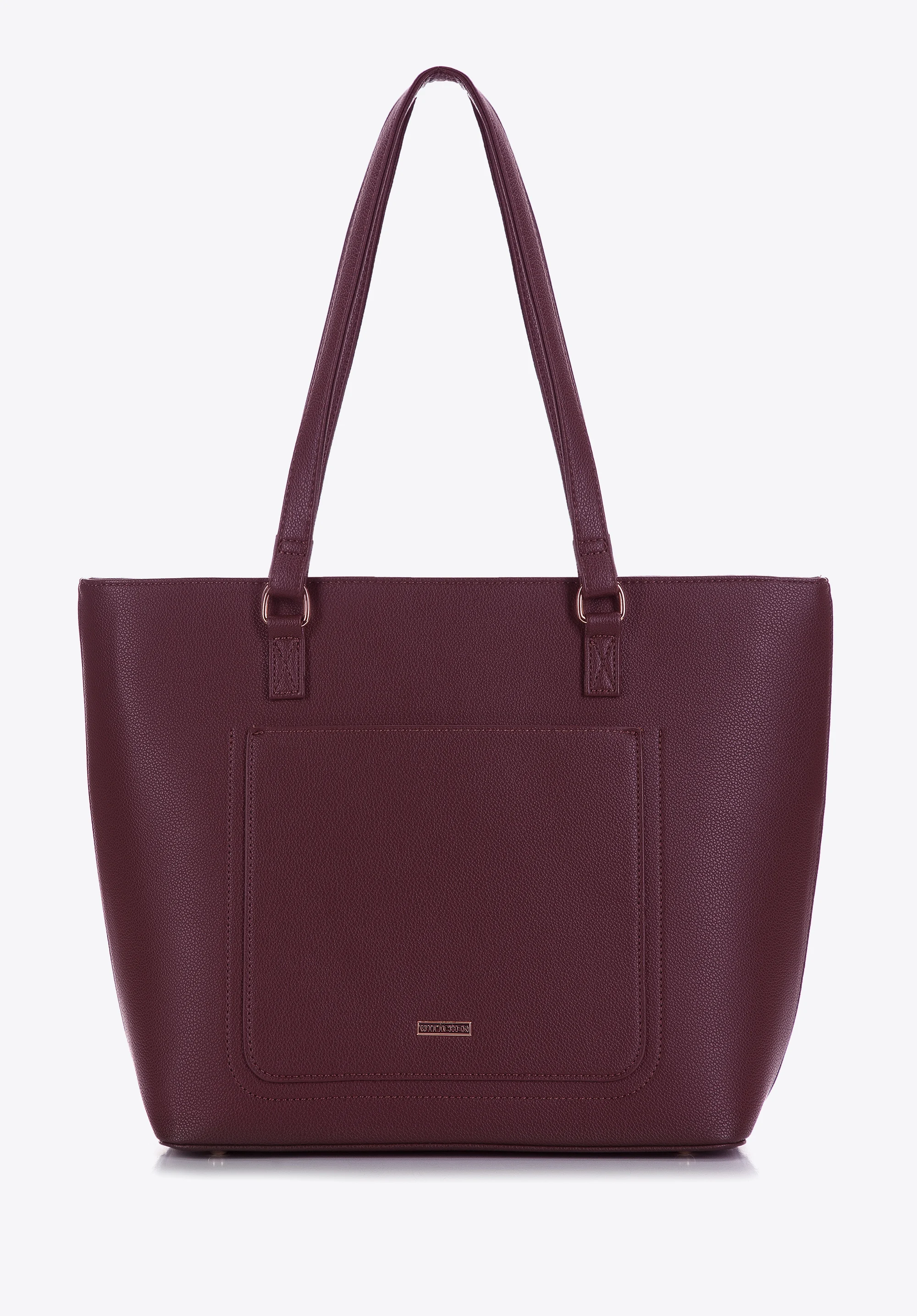 Torebka shopperka z ekoskóry z otwartą kieszenią z przodu