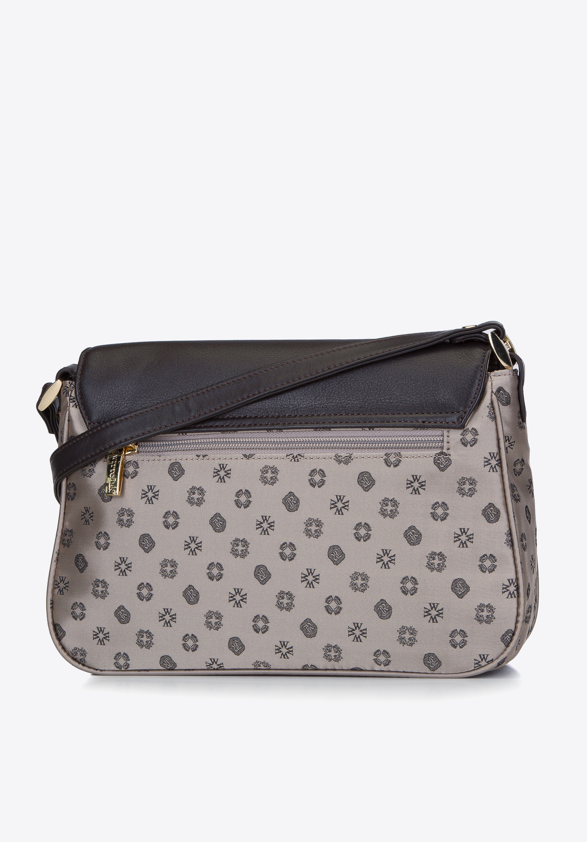 Torebka crossbody ze skóry i żakardu z monogramem