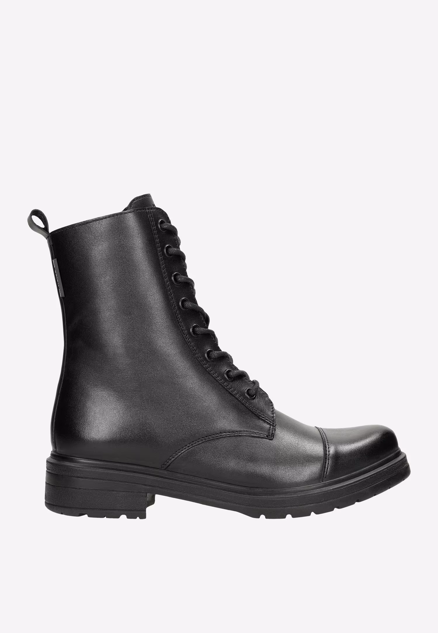 Czarne skórzane trzewiki damskie z ociepleniem