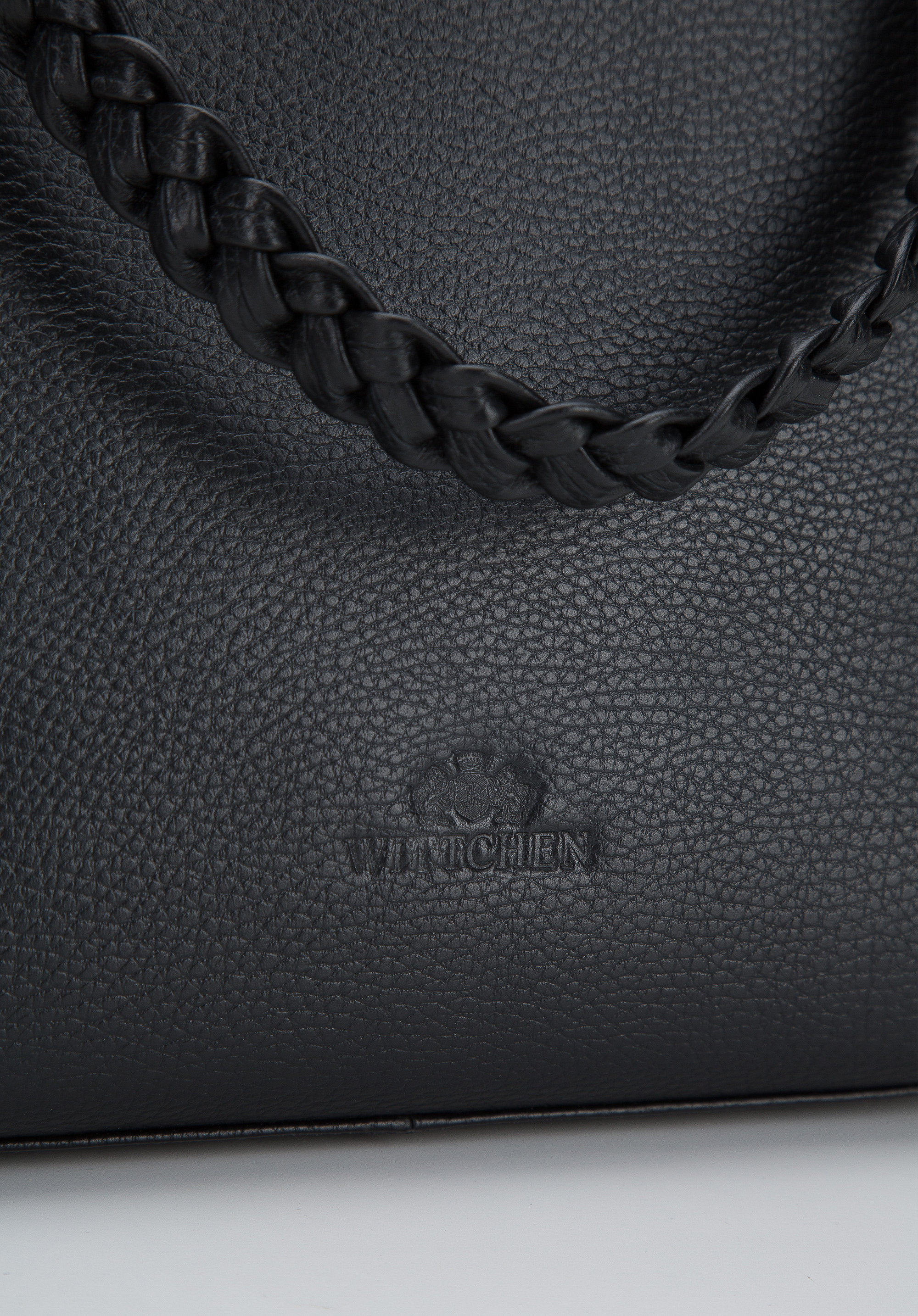 Torebka kuferek skórzana z plecionymi uchami