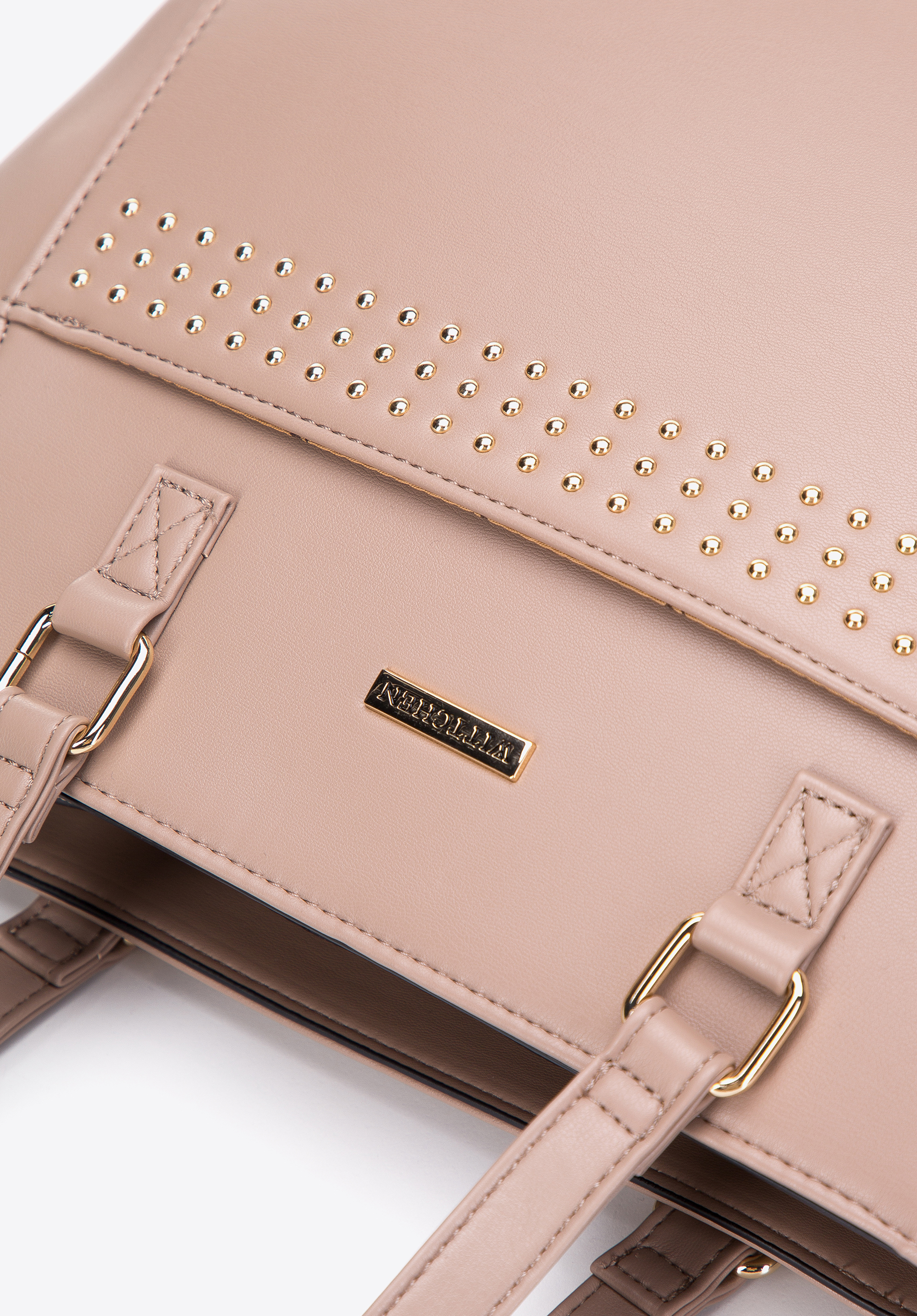 Torebka shopperka z ekoskóry z nitami