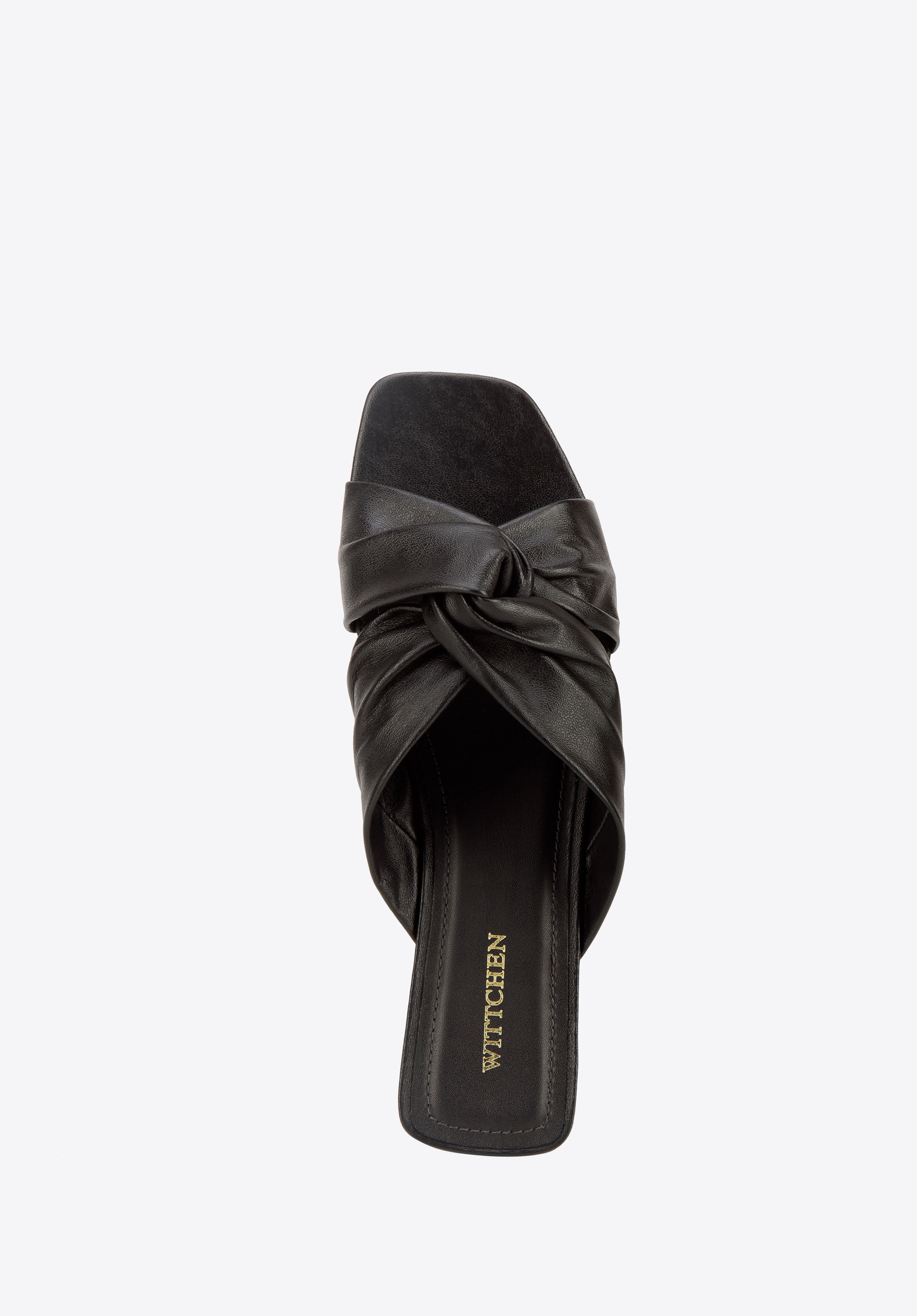 Damskie klapki ze skóry z supełkiem