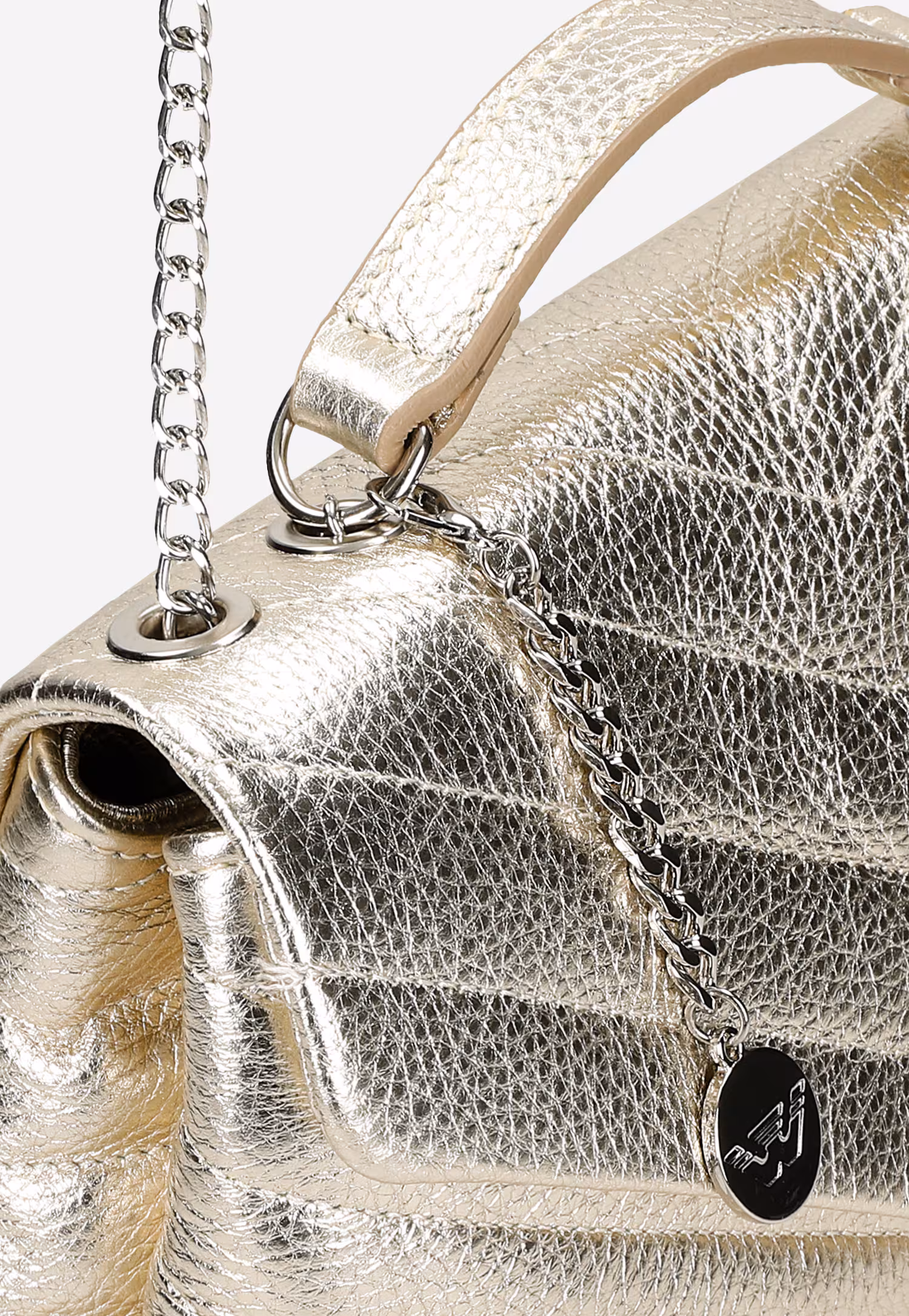 Złota torebka damska z naturalnej skóry