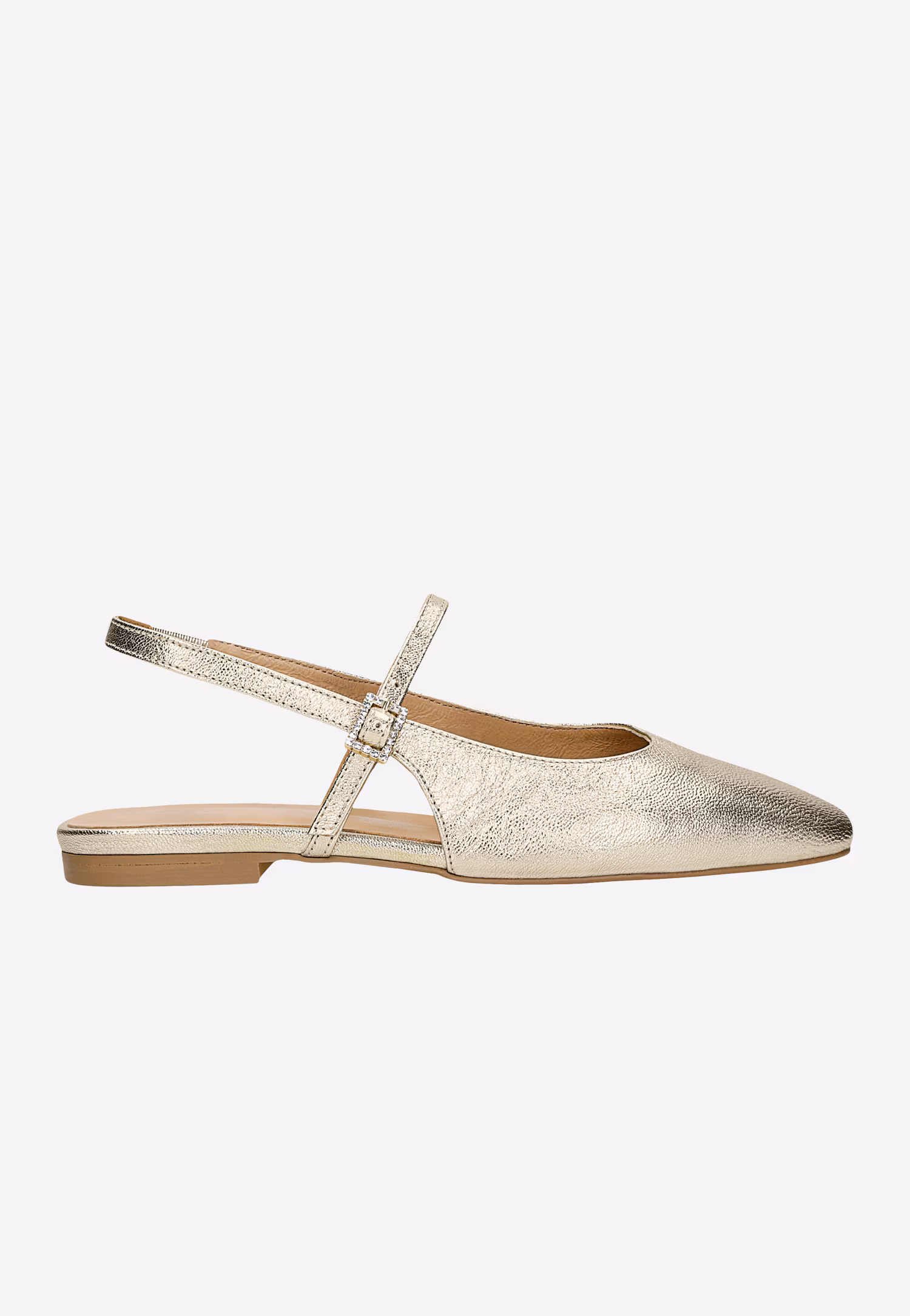 Złote baleriny z odkrytą piętą