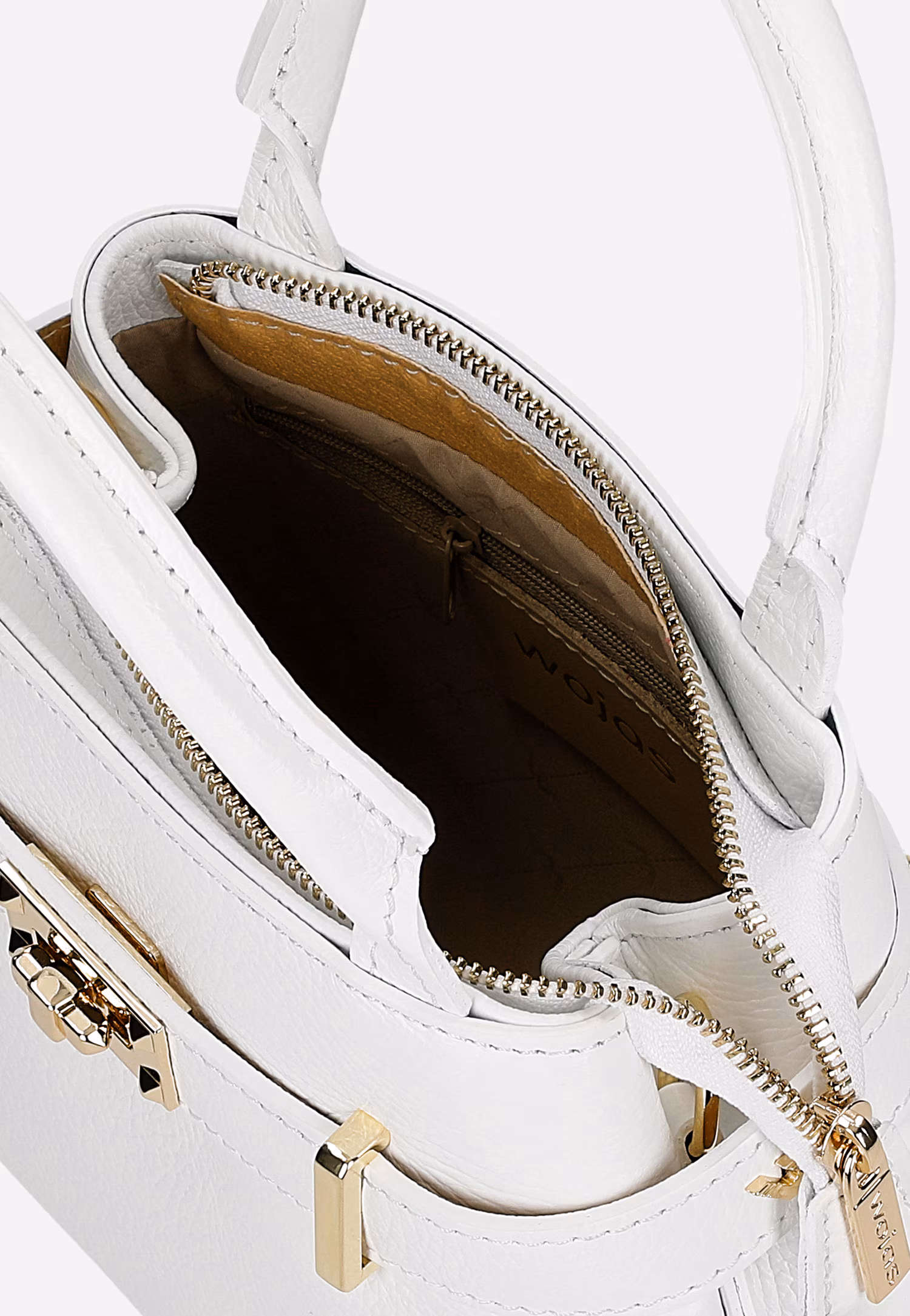 Biała skórzana torebka typu kuferek