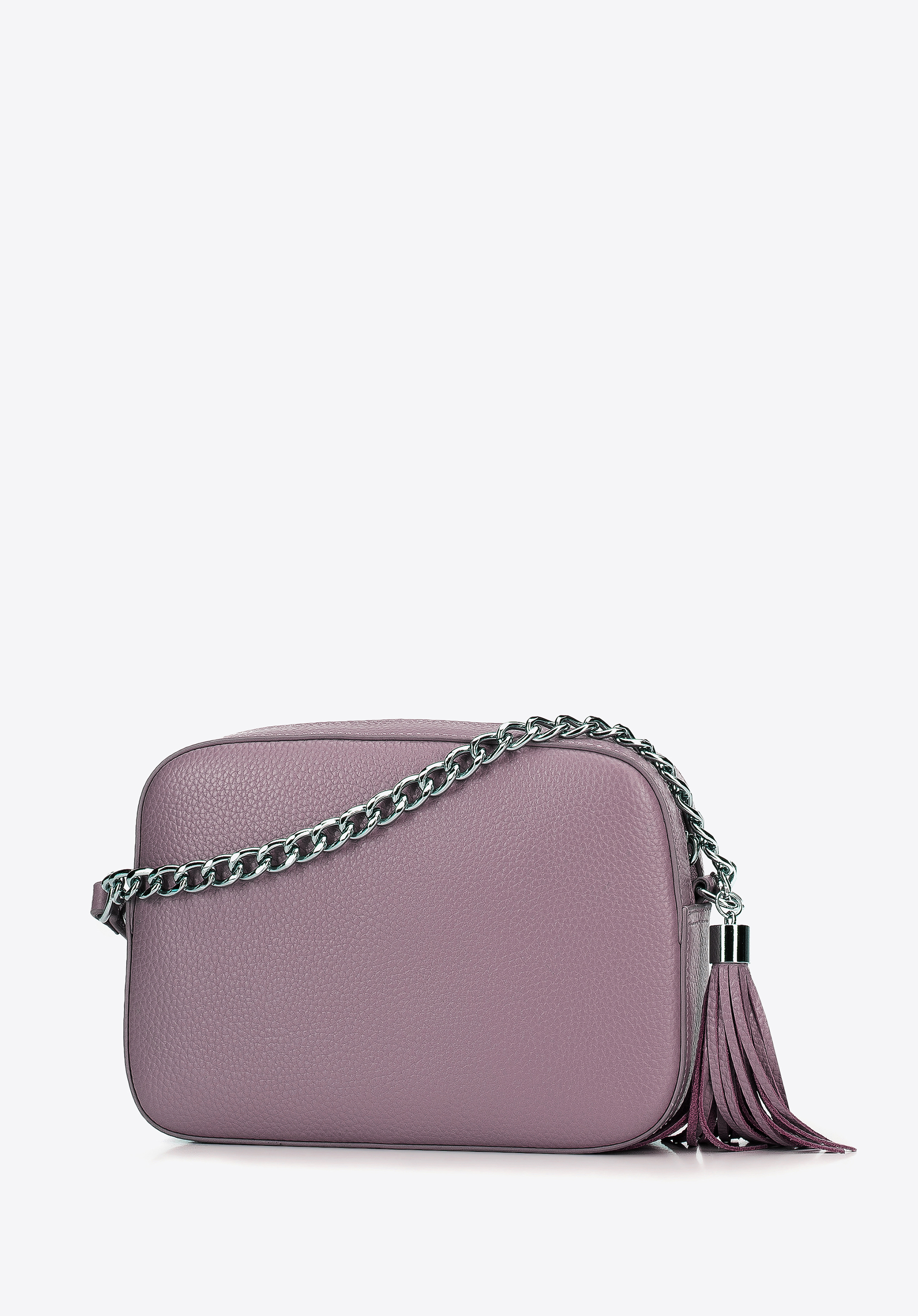 Damska listonoszka skórzana pudełkowa na łańcuszku