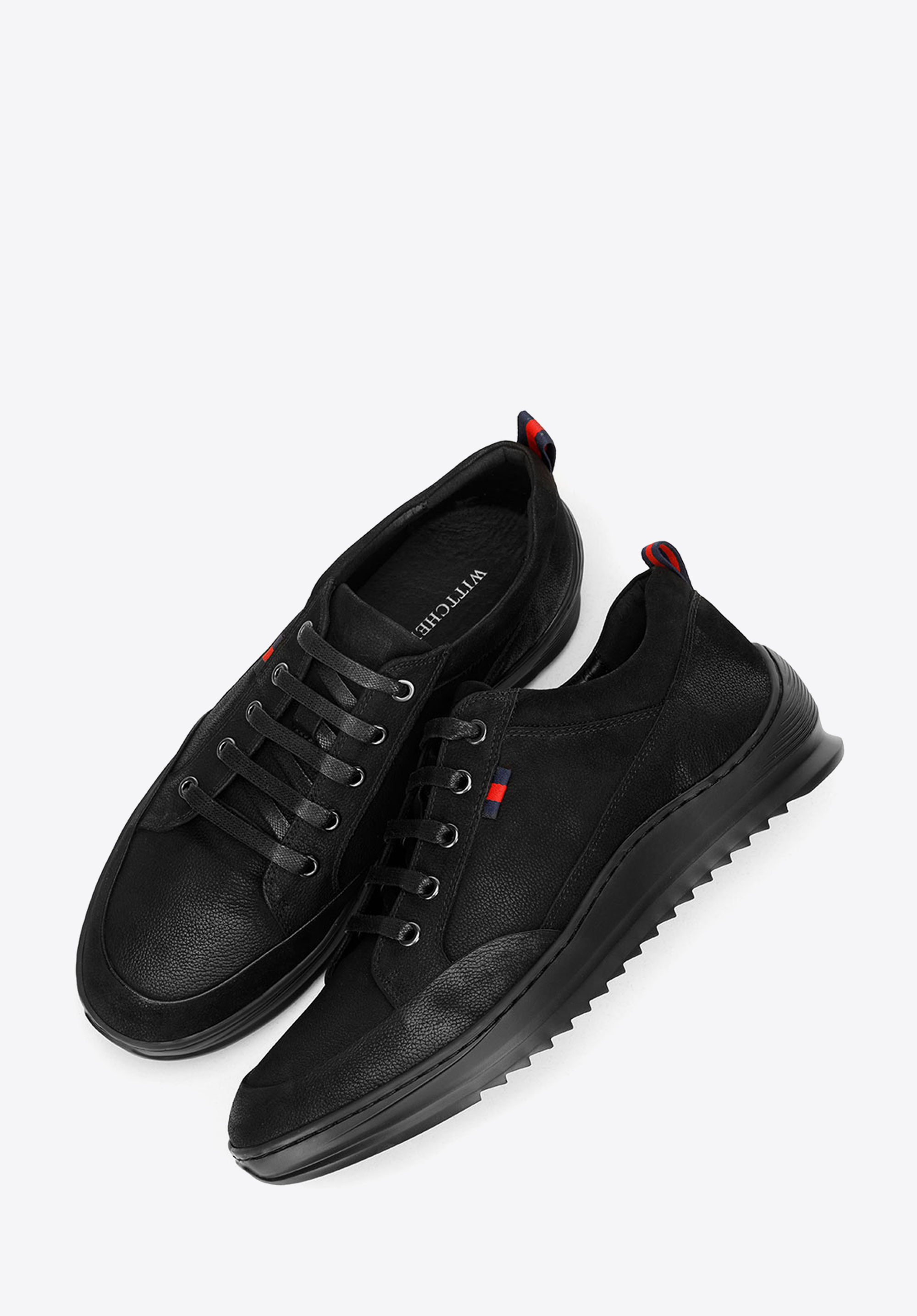 Męskie sneakersy z nubuku na grubej podeszwie