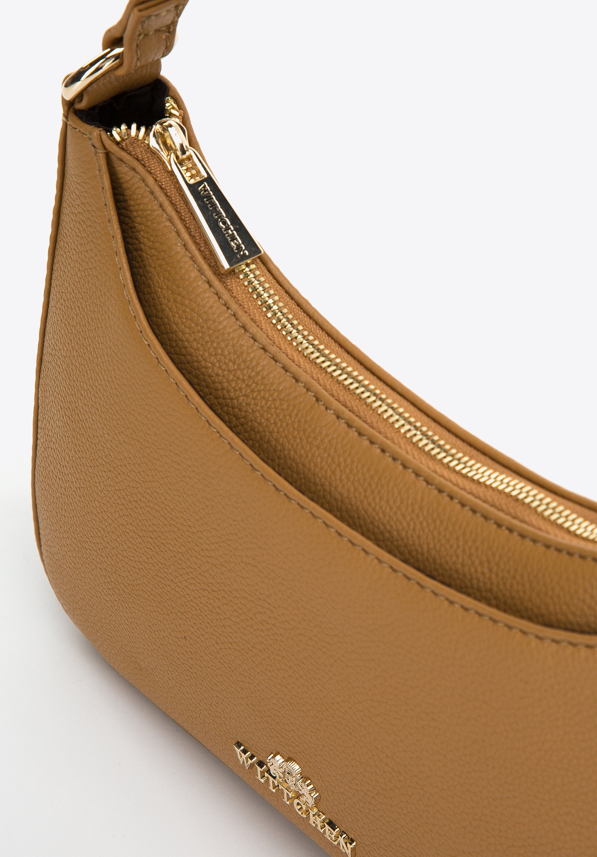 Torebka bagietka skórzana z otwartą kieszenią z przodu