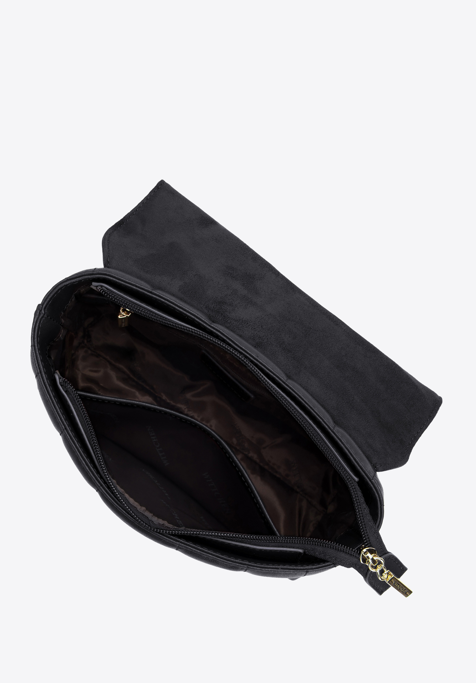 Torebka kuferek skórzana z podłużnym pikowaniem