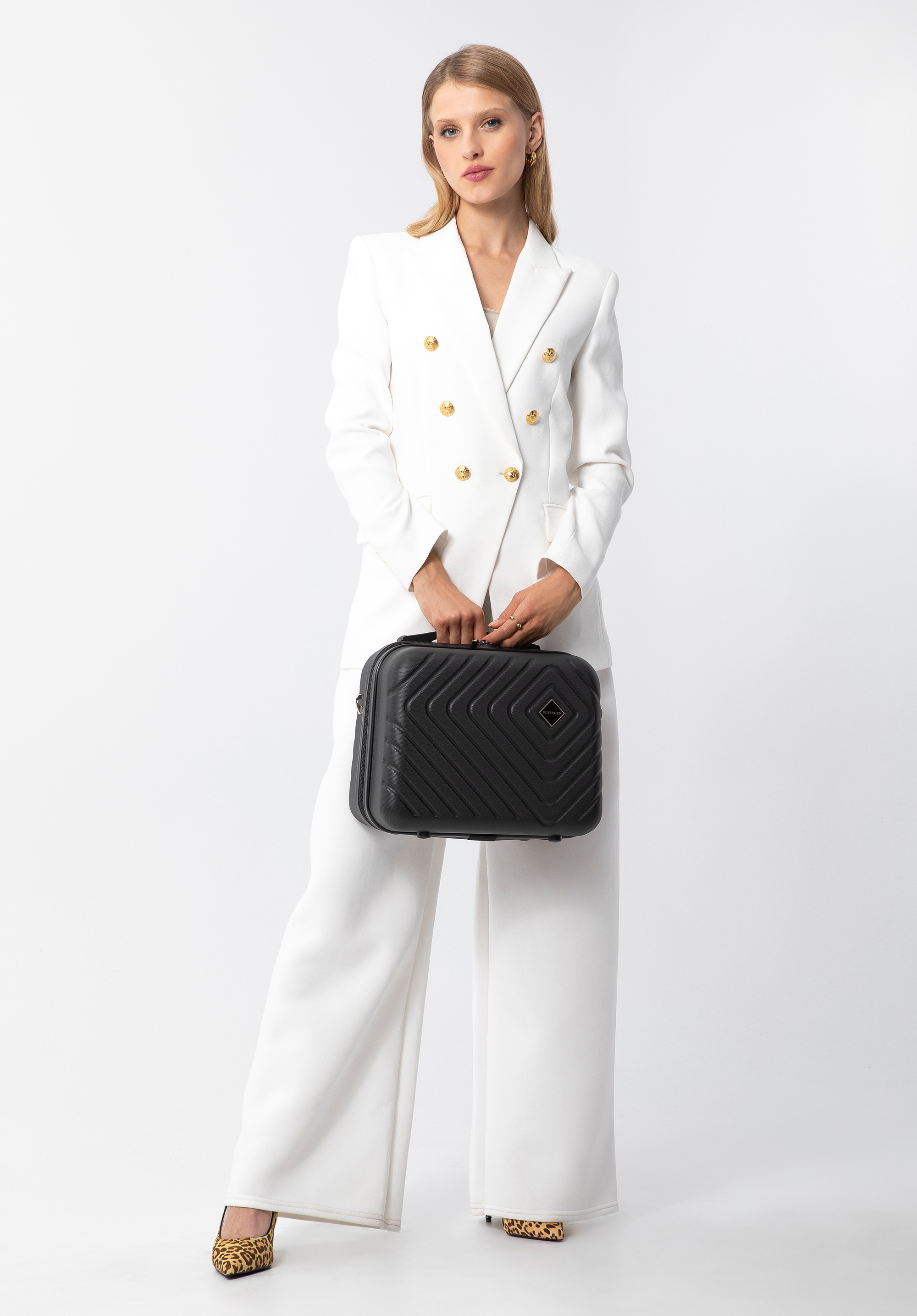 Walizka kabinowa z ABS-u z geometrycznym tłoczeniem