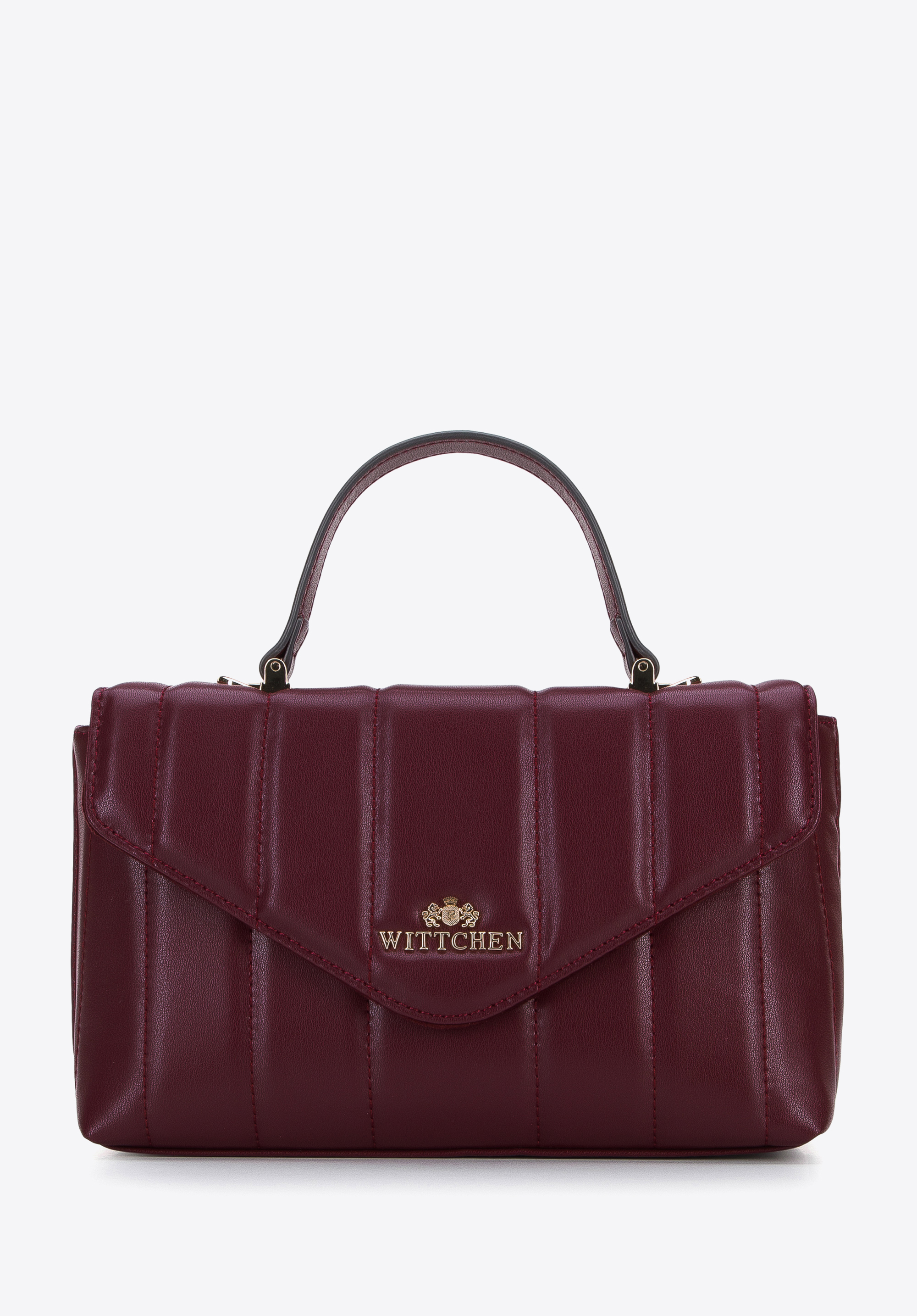 Torebka kuferek skórzana z podłużnym pikowaniem