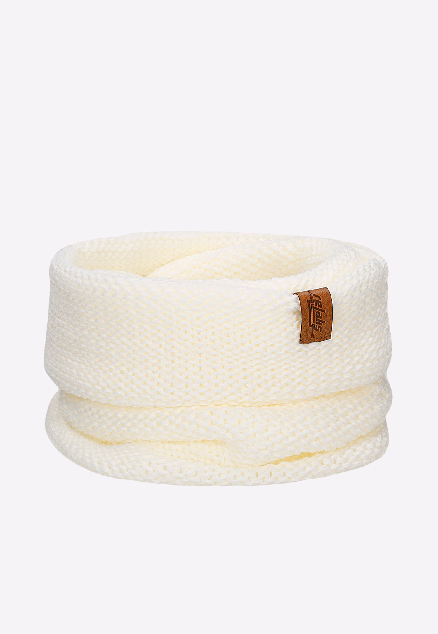 Biały zestaw RELAKS z domieszką wełny - czapka z pomponem i komin