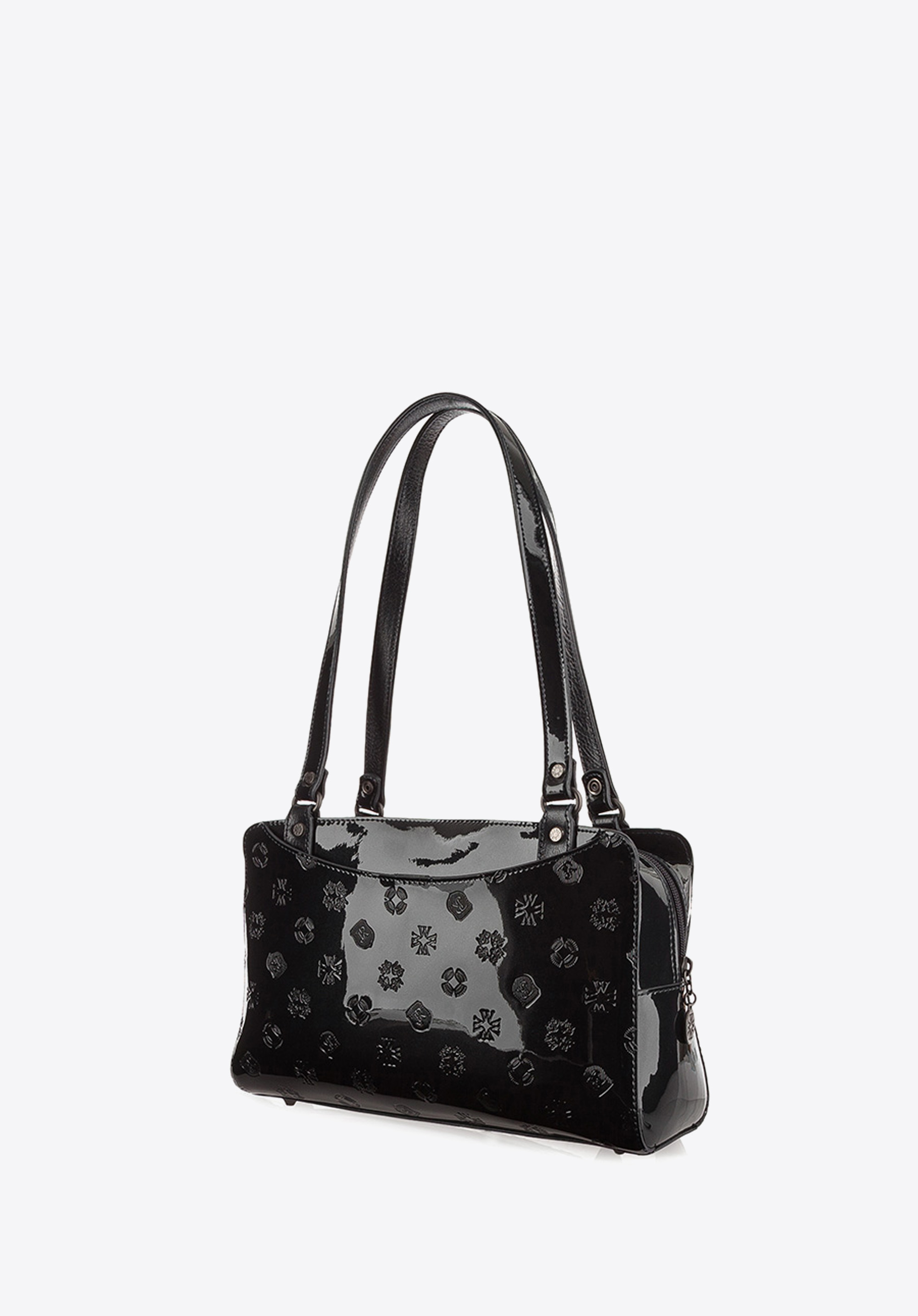 Torebka shopperka skórzana lakierowana z kieszeniami