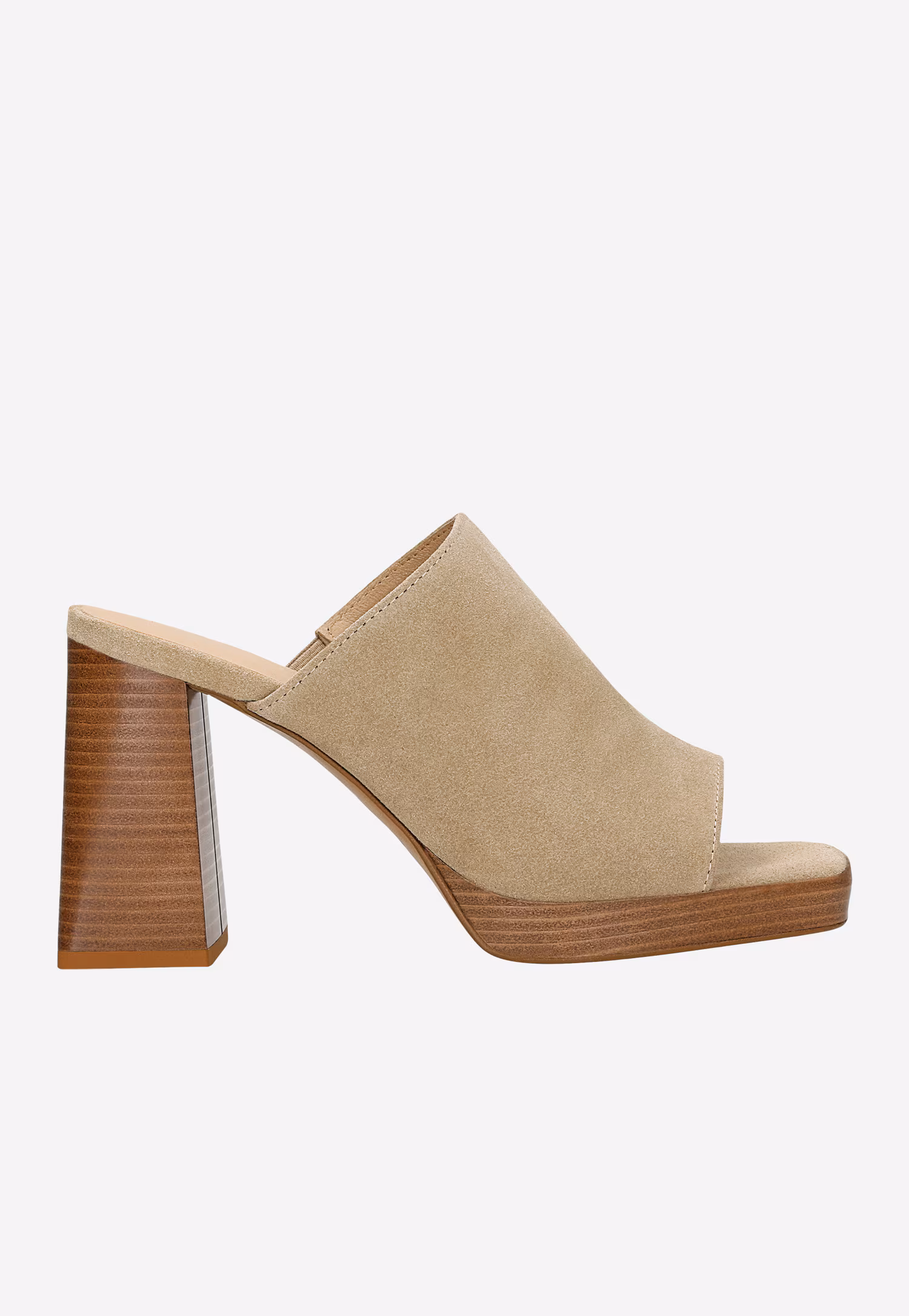 Beżowe klapki na masywnym obcasie