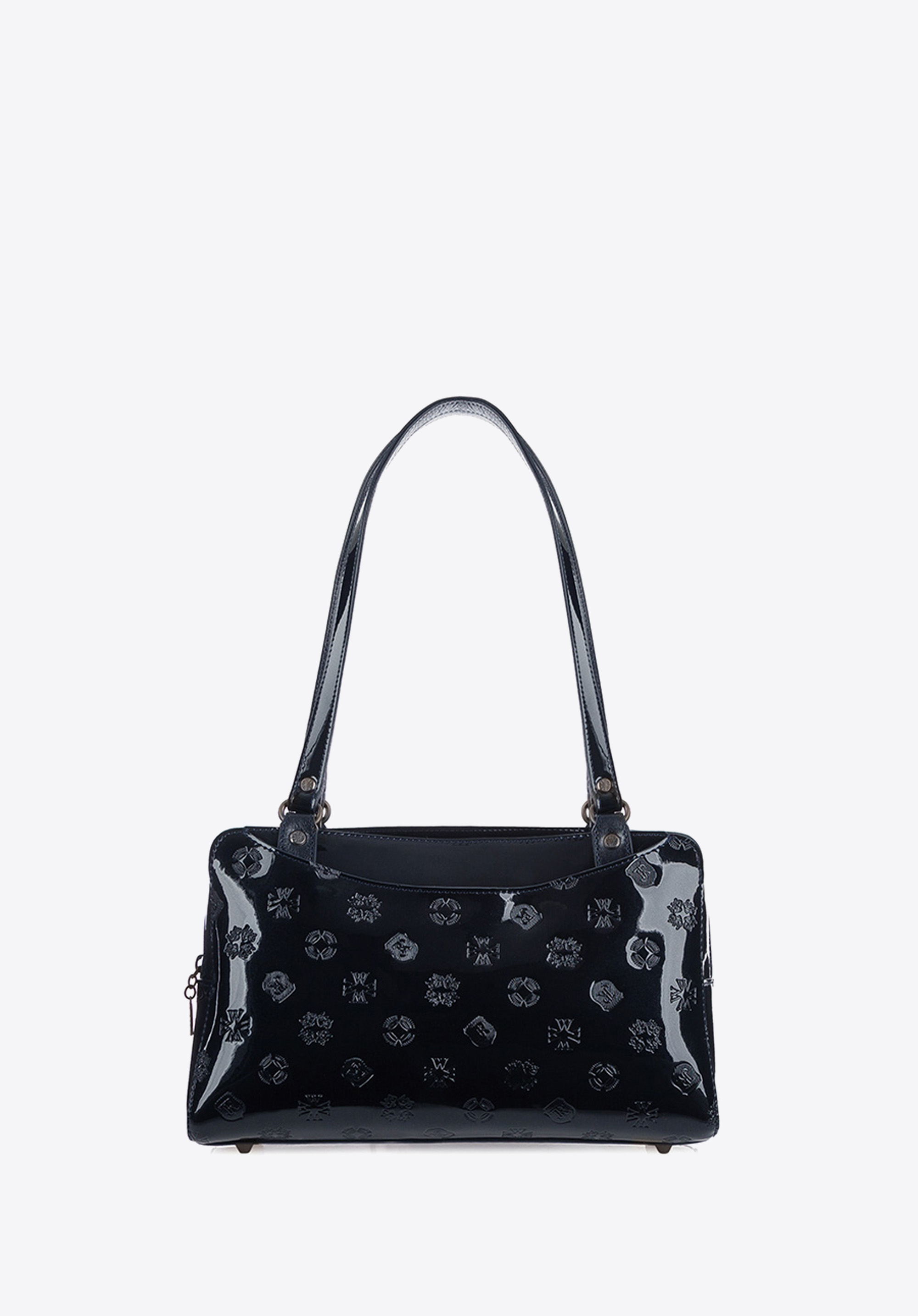 Torebka shopperka skórzana lakierowana z kieszeniami