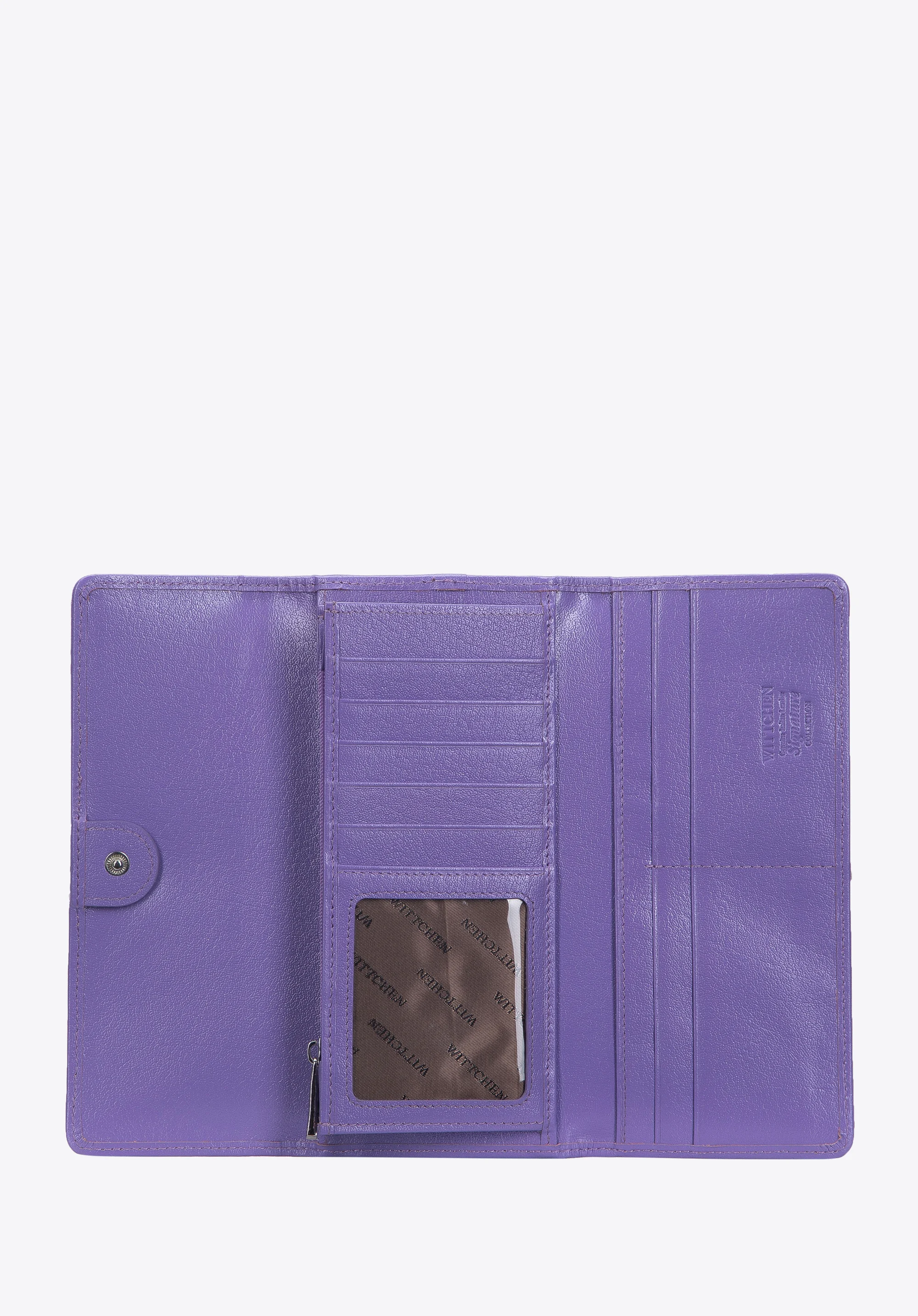 Damski portfel z lakierowanej skóry z monogramem