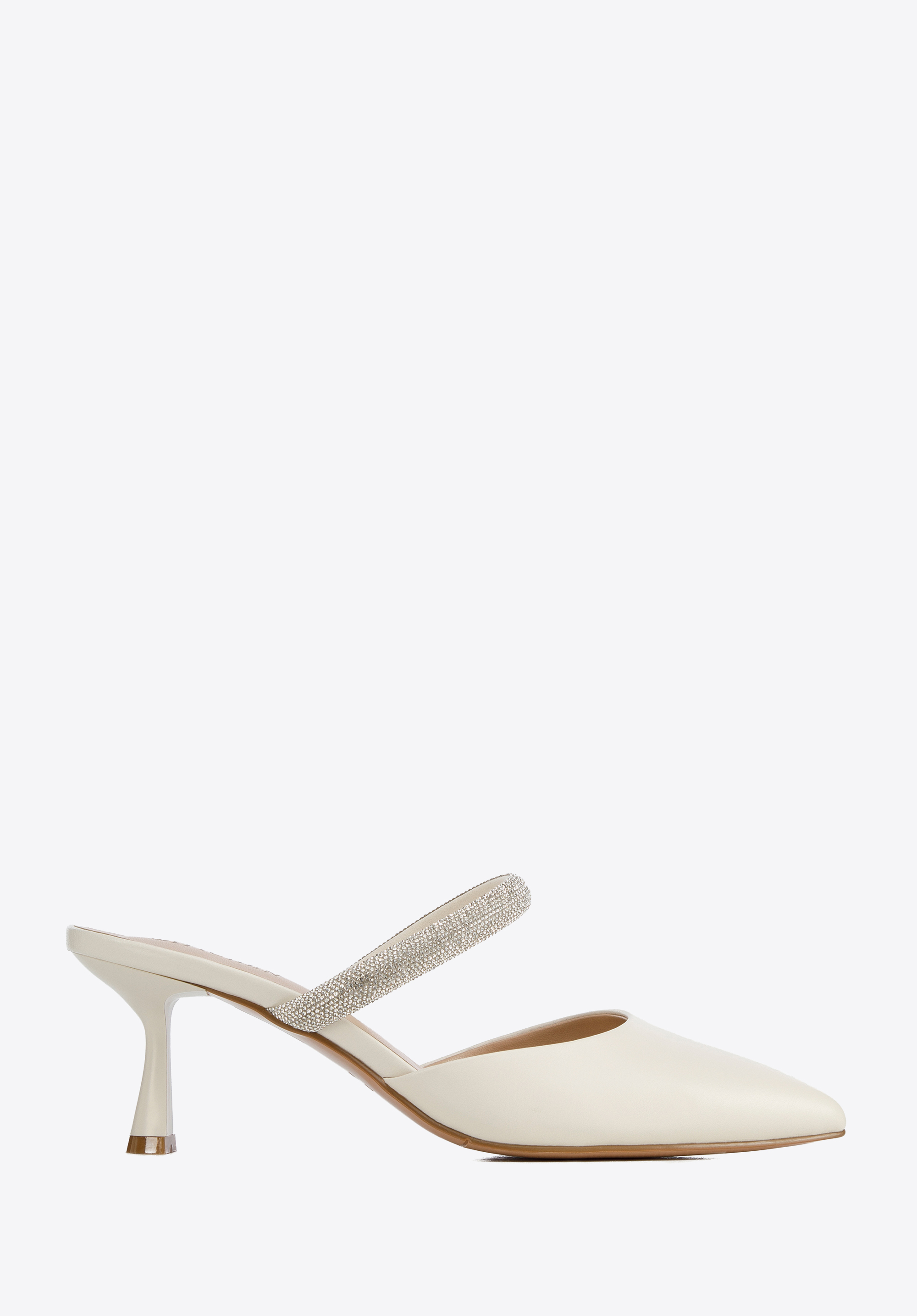 Damskie klapki skórzane na szpilce