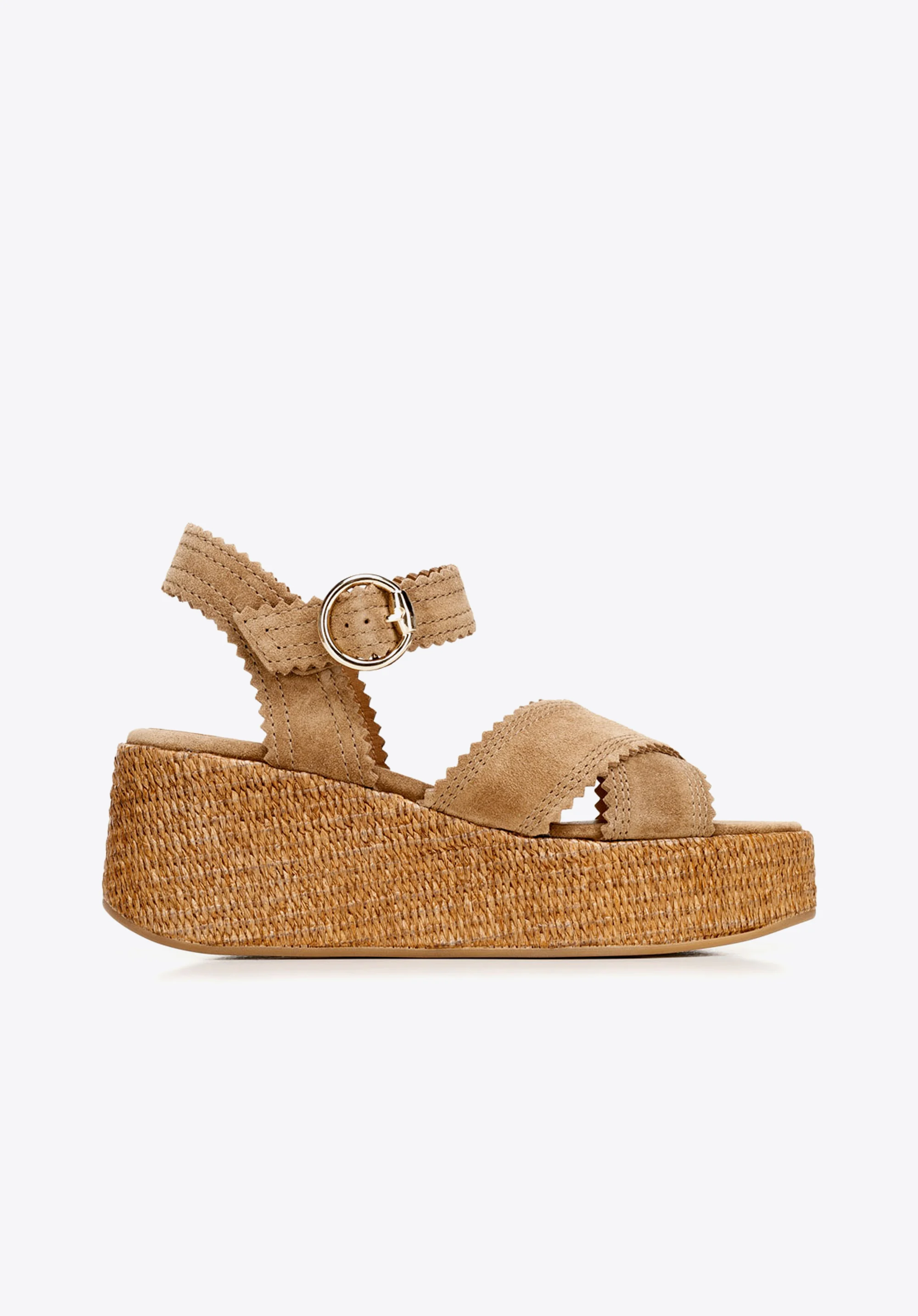 Sandały espadryle zamszowe na platformie