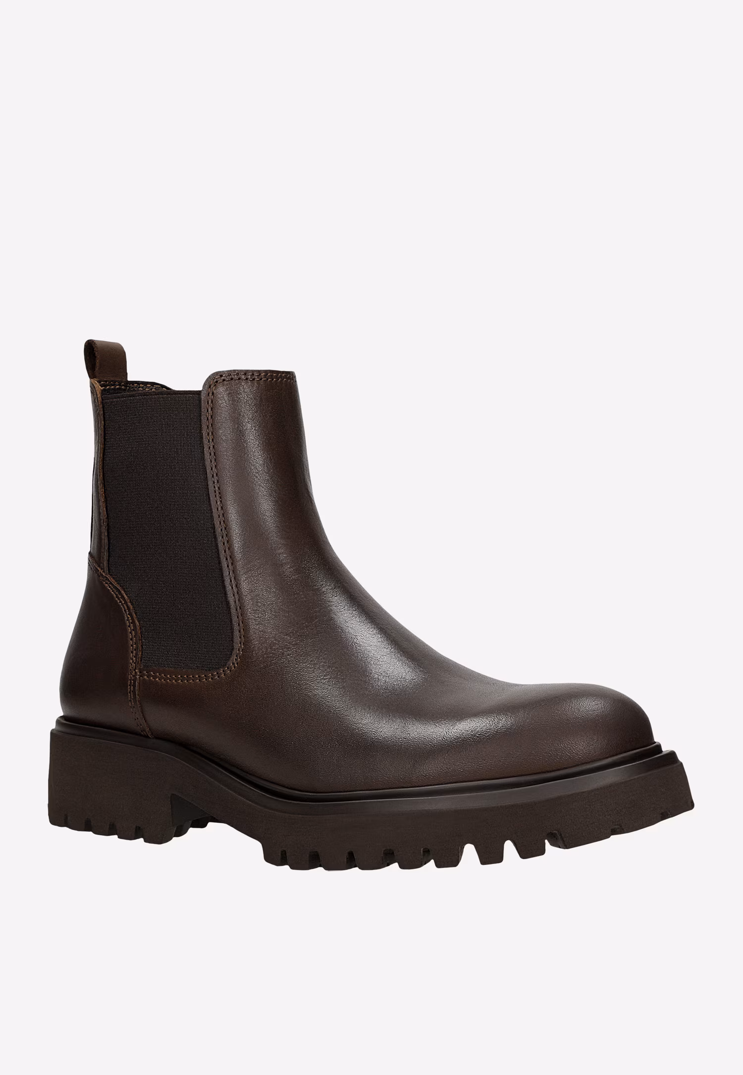 Brązowe masywne sztyblety damskie ze skóry licowej