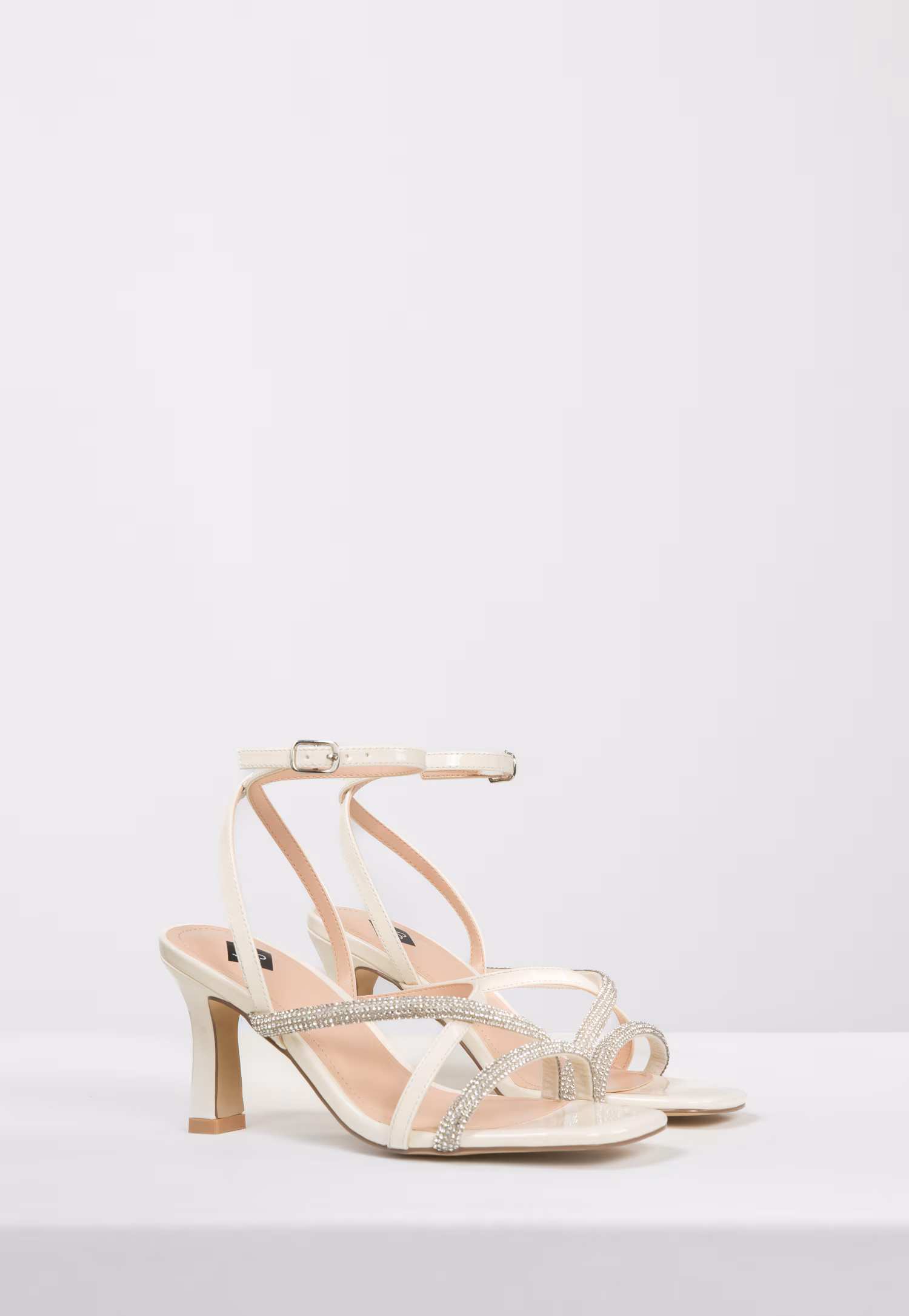 WJS beżowe sandały damskie z kryształkami