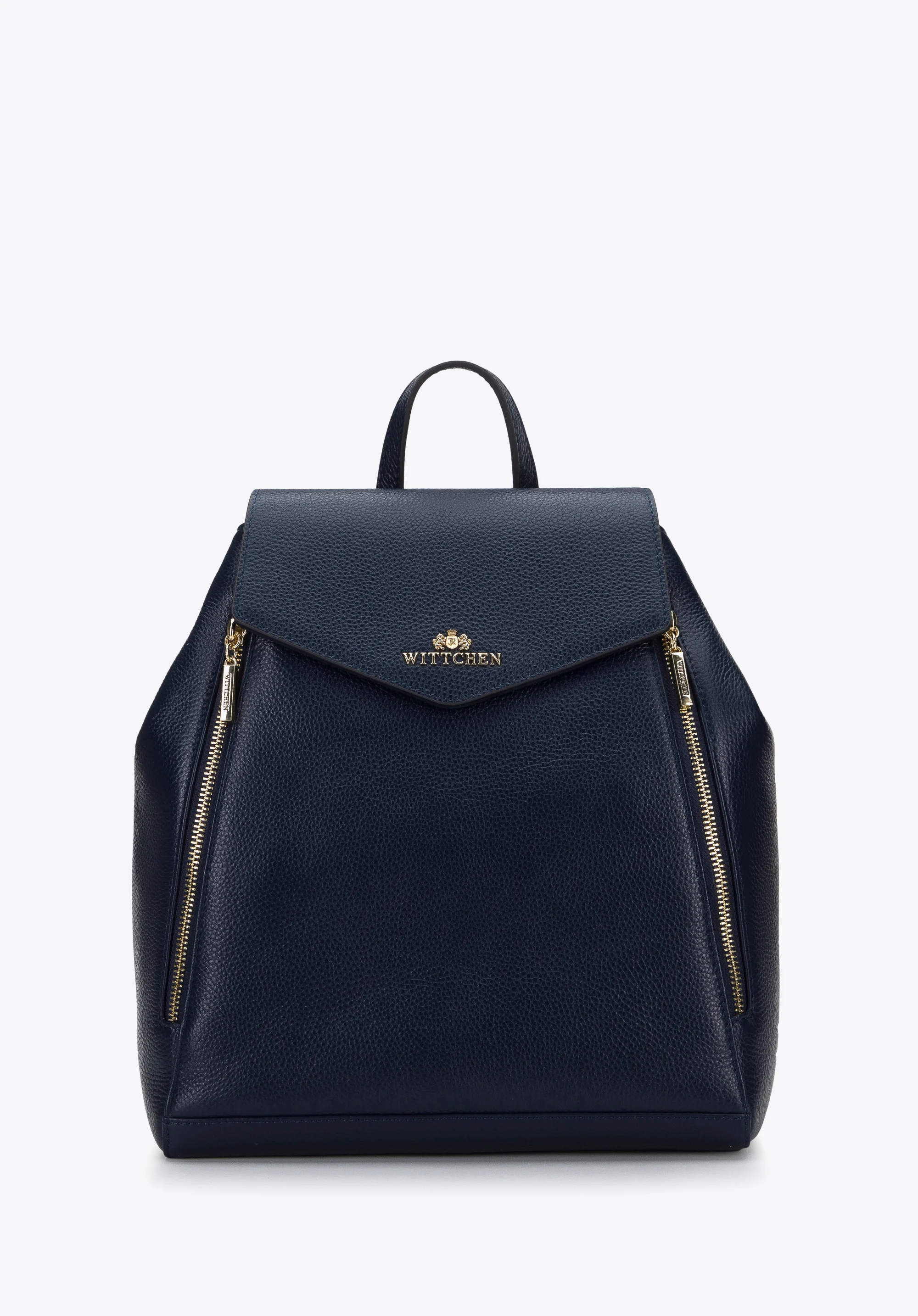 Damski plecak skórzany z pionowymi suwakami