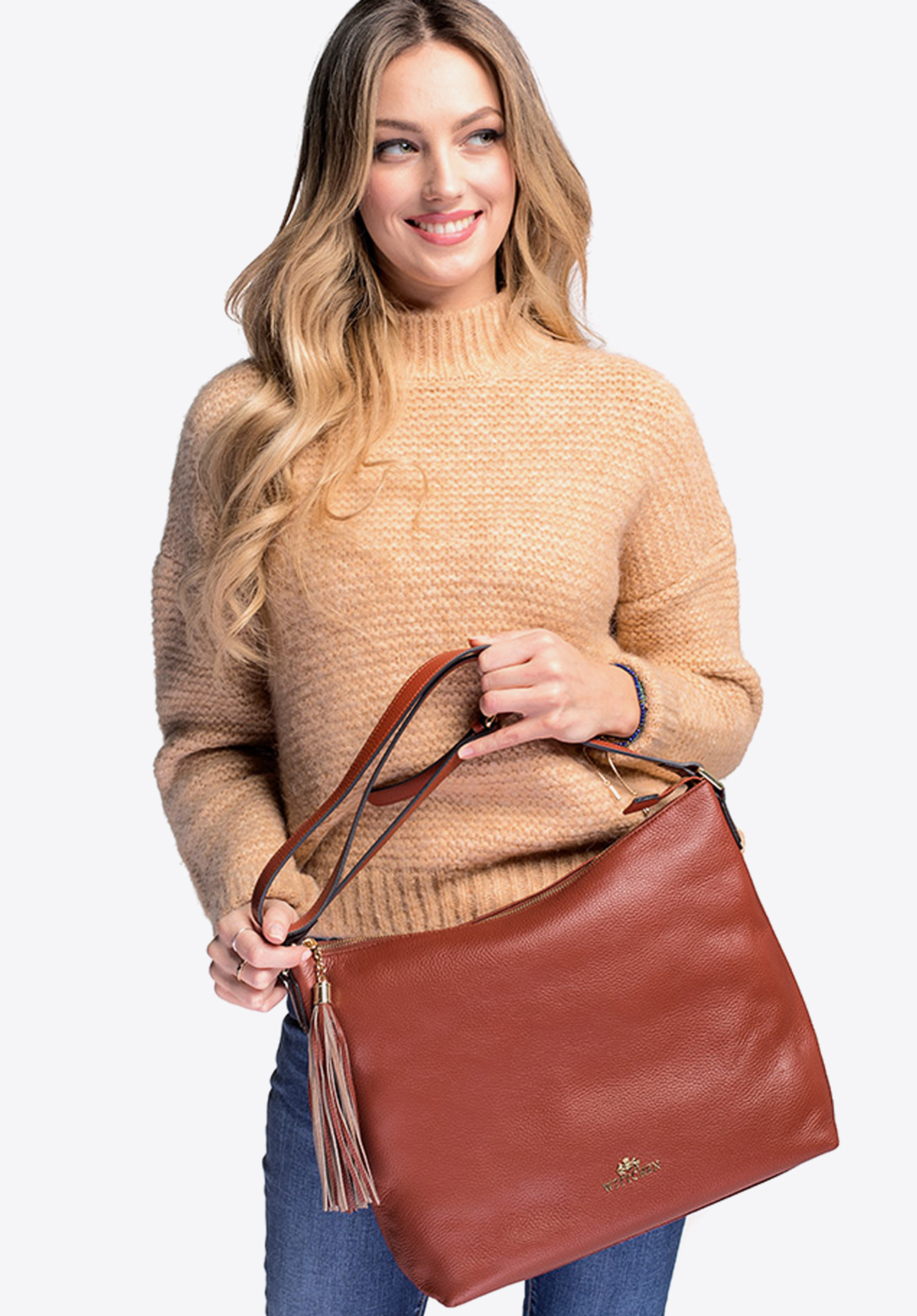 Torebka worek skórzana z chwostem