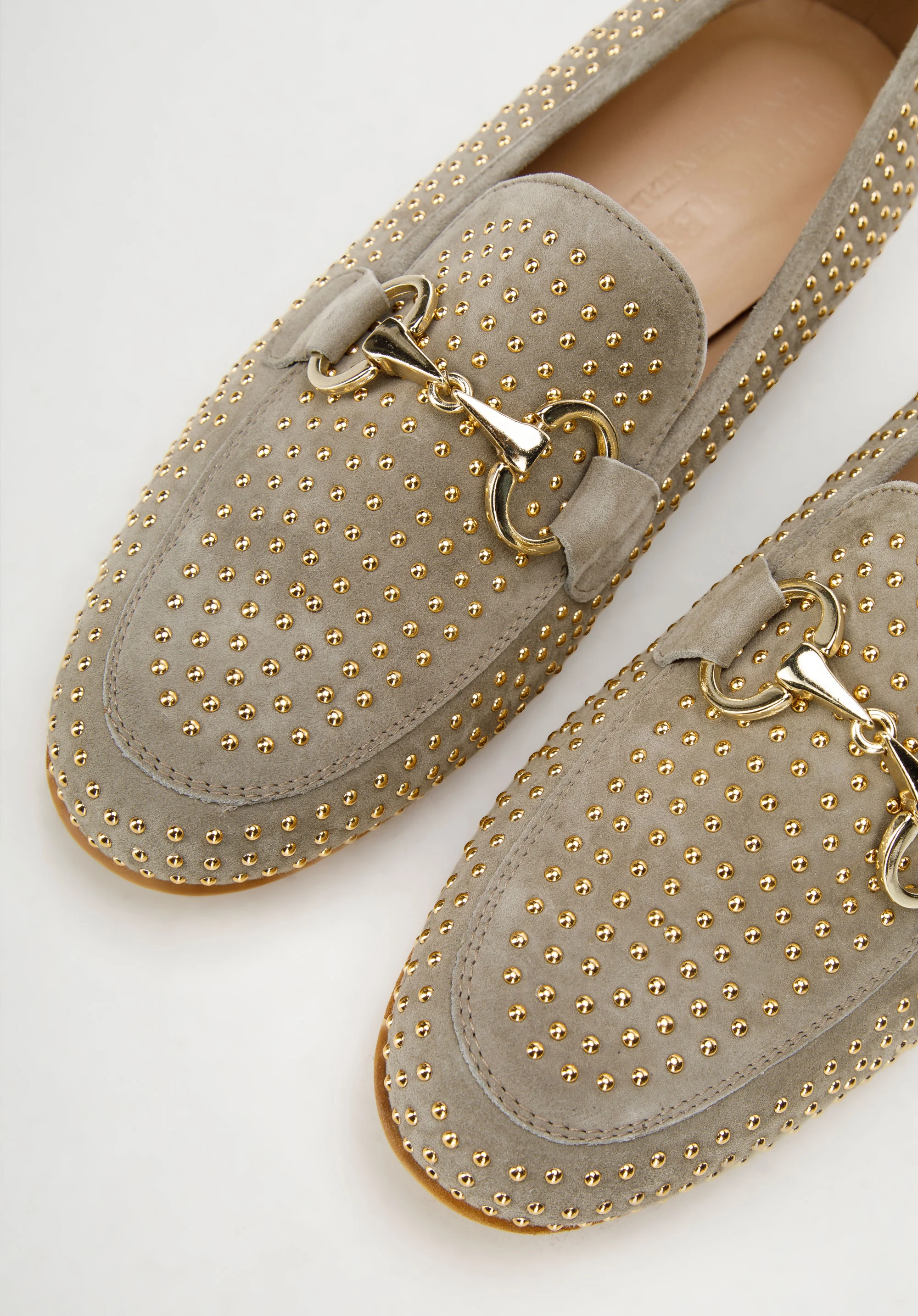 Damskie mokasyny zamszowe z nitami