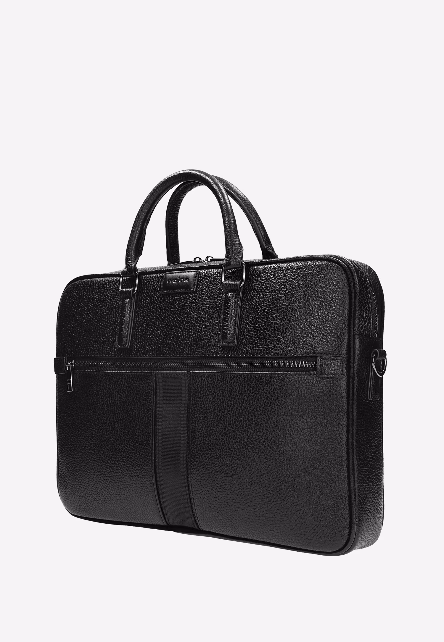 Czarna skórzana torba męska z dodatkową kieszonką na zamek