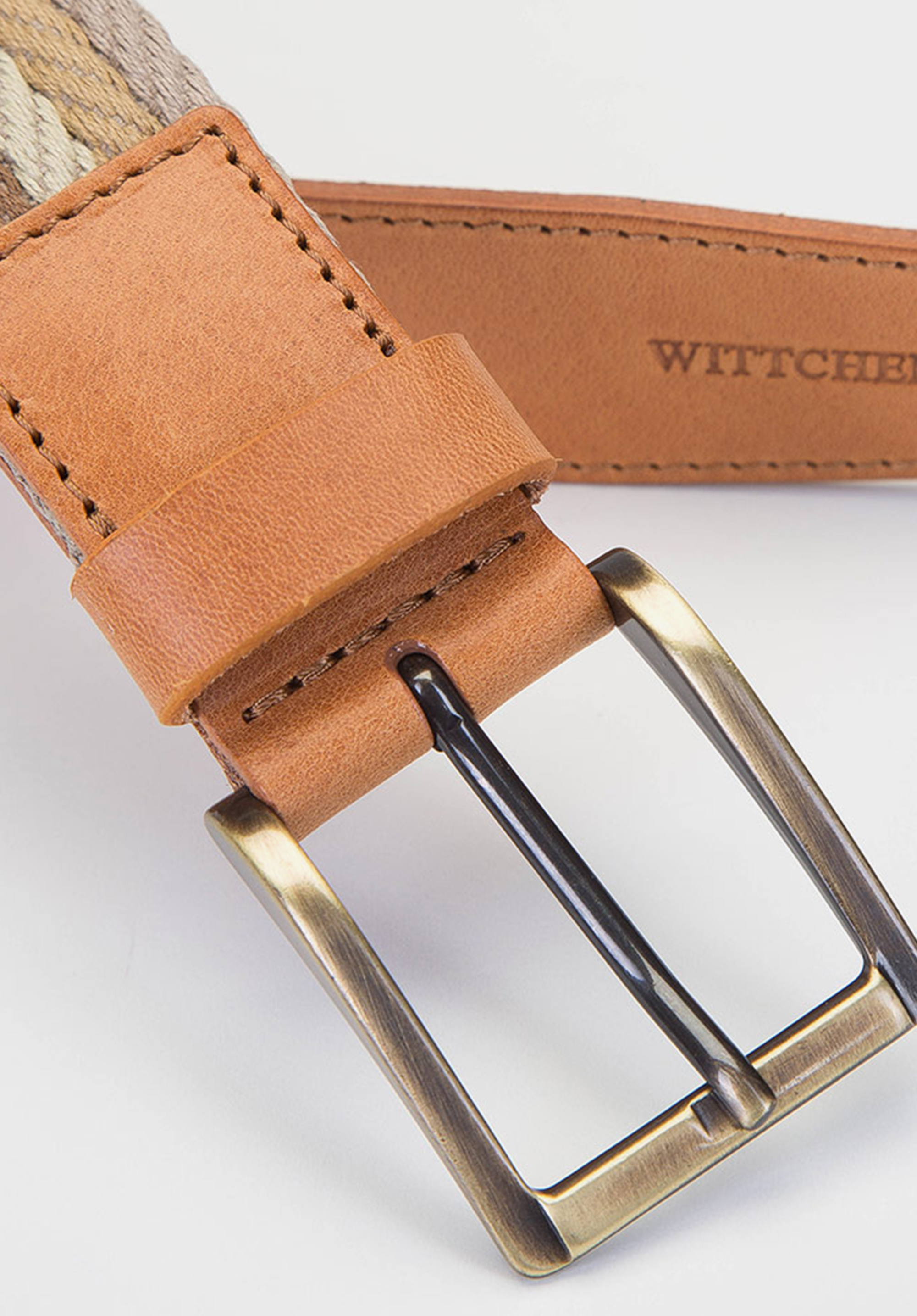 Męski pasek ze skóry naturalnej i bawełnianej plecionki