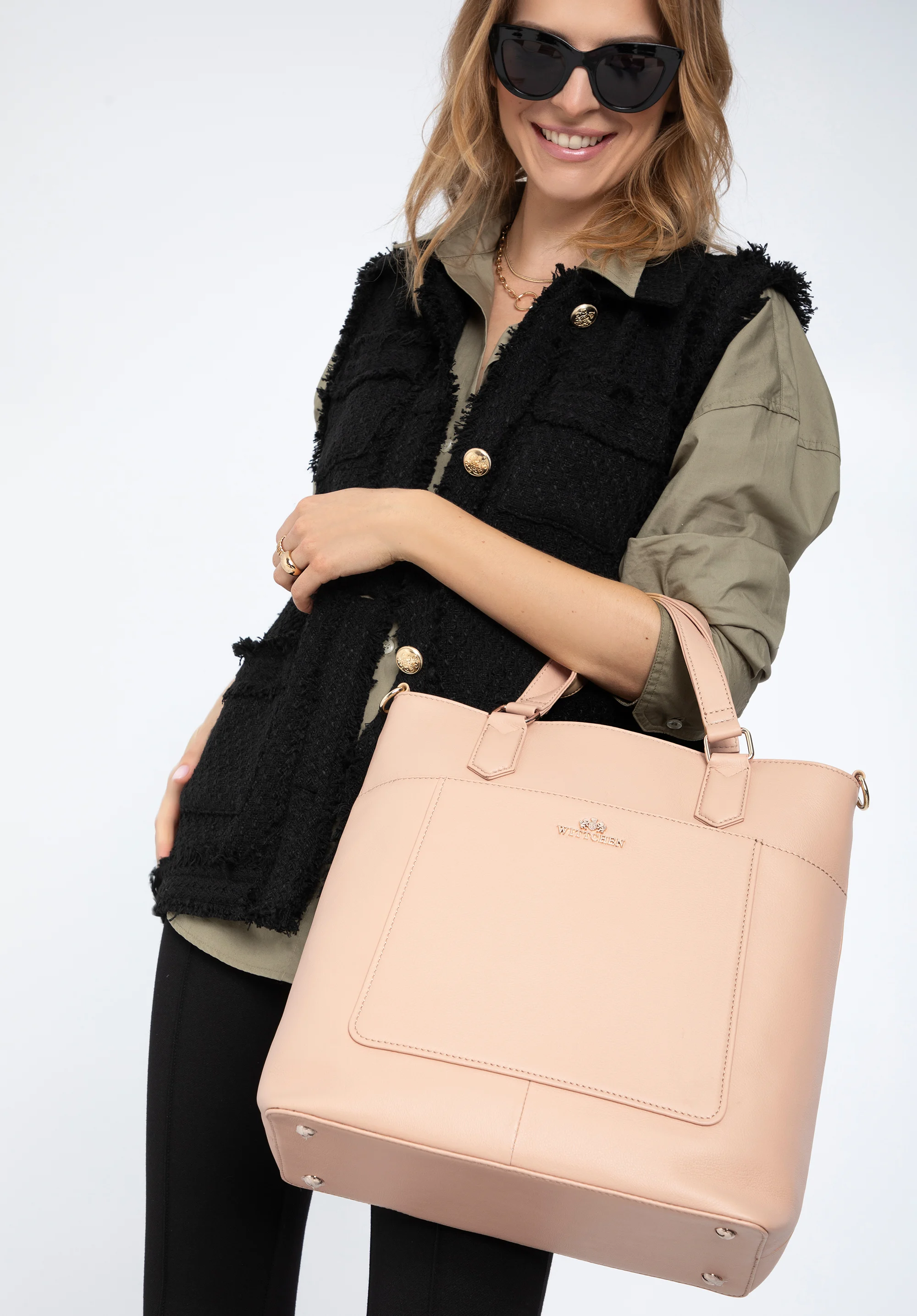 Torebka kuferek ze skóry naturalnej pionowa