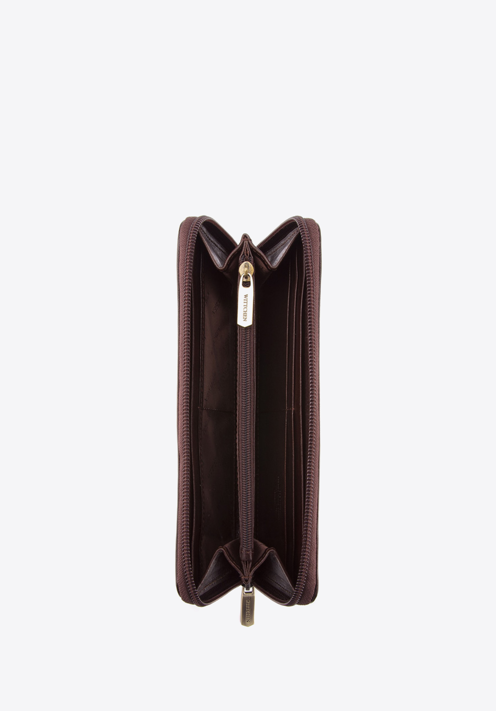 Damski portfel ze skóry z herbem na zamek